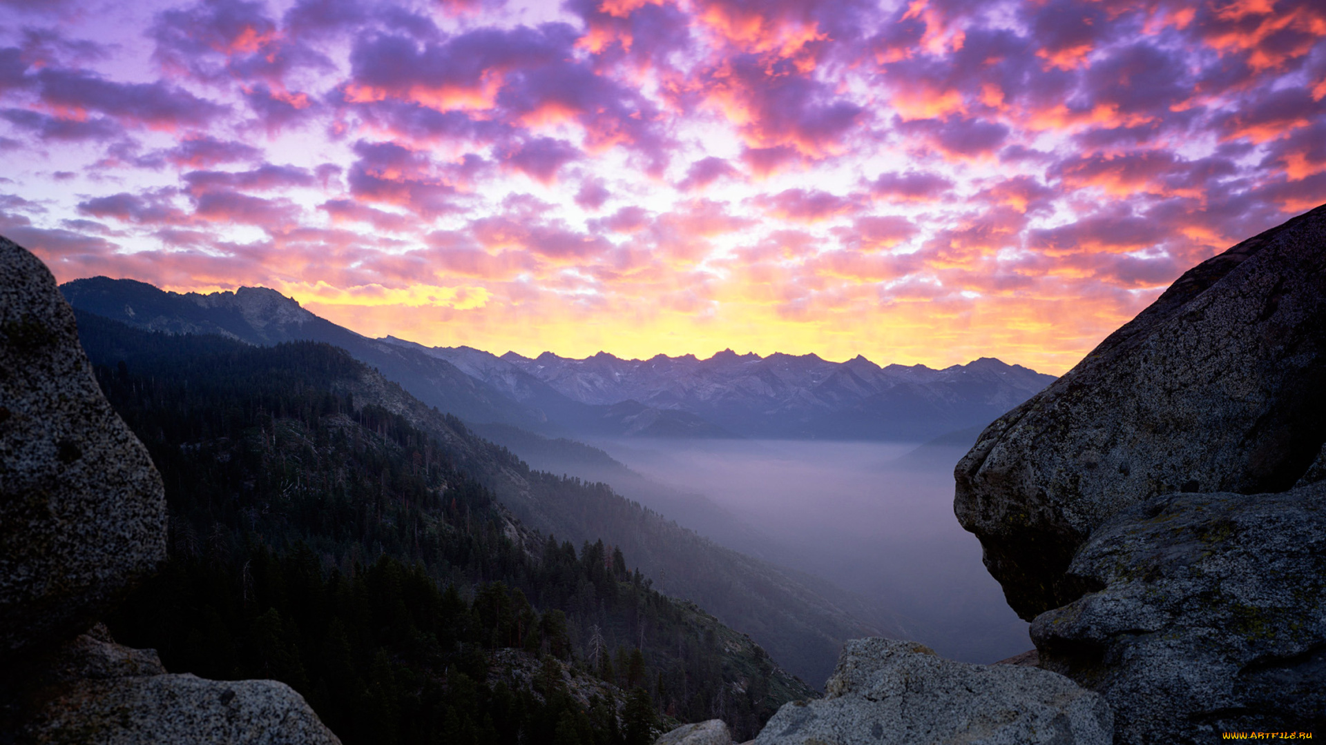 sequoia, national, park, природа, горы, облака, park, вечер, небо, national, sequoia, лес, камни, скалы