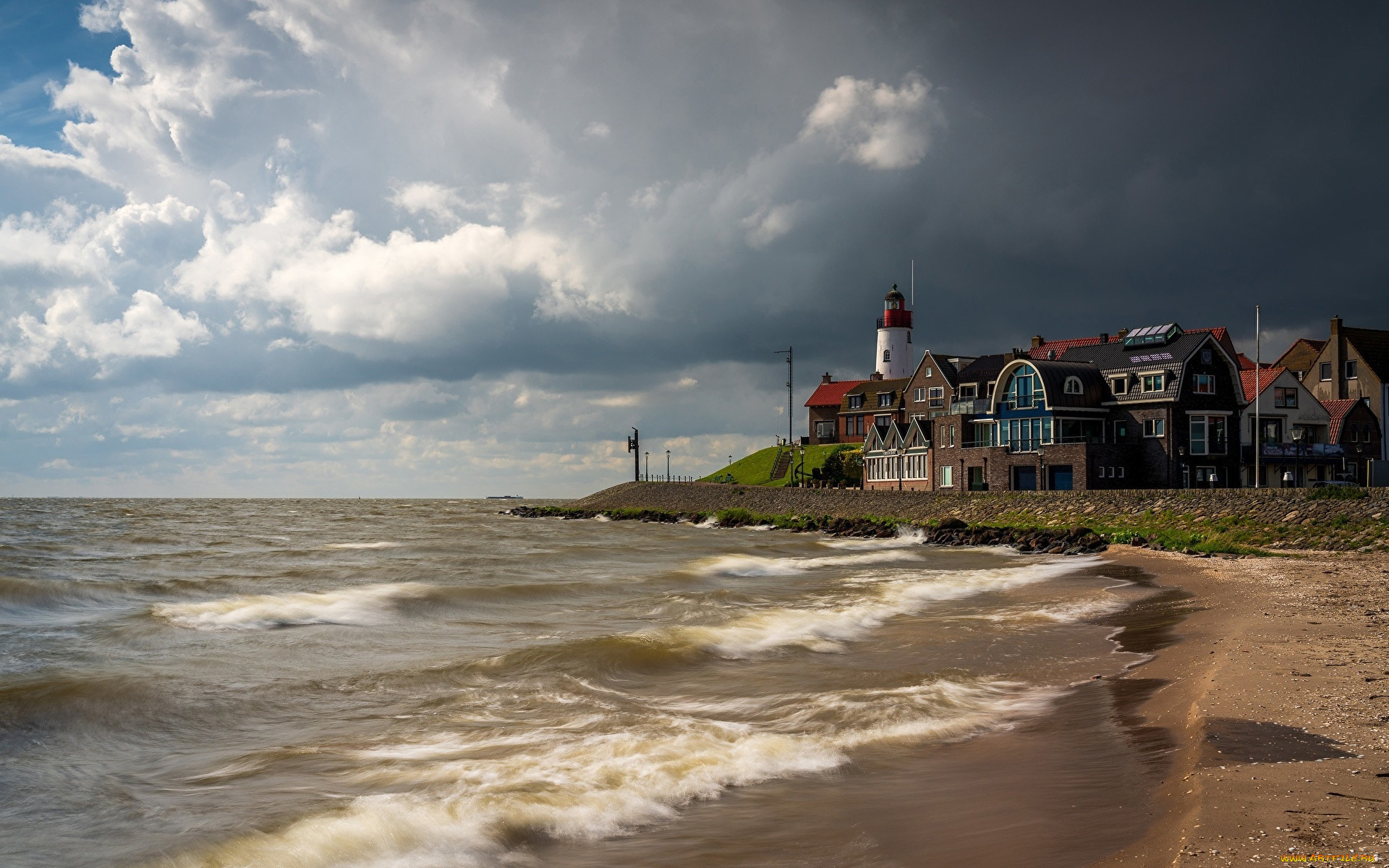 lake, ijsselmeer, urk, holland, природа, маяки, lake, ijsselmeer