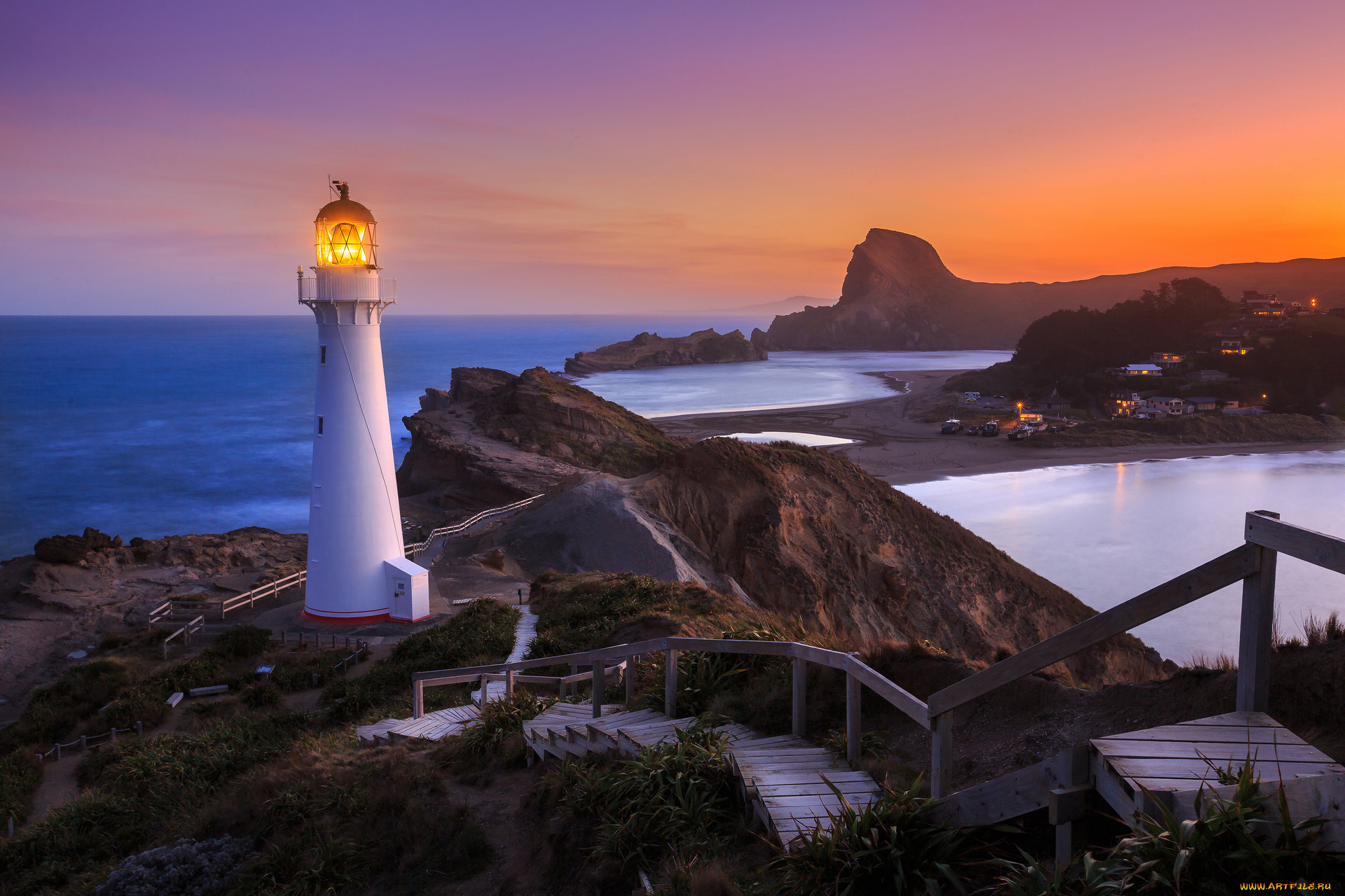 castlepoint, lighthouse, new, zealand, природа, маяки, castlepoint, lighthouse, new, zealand