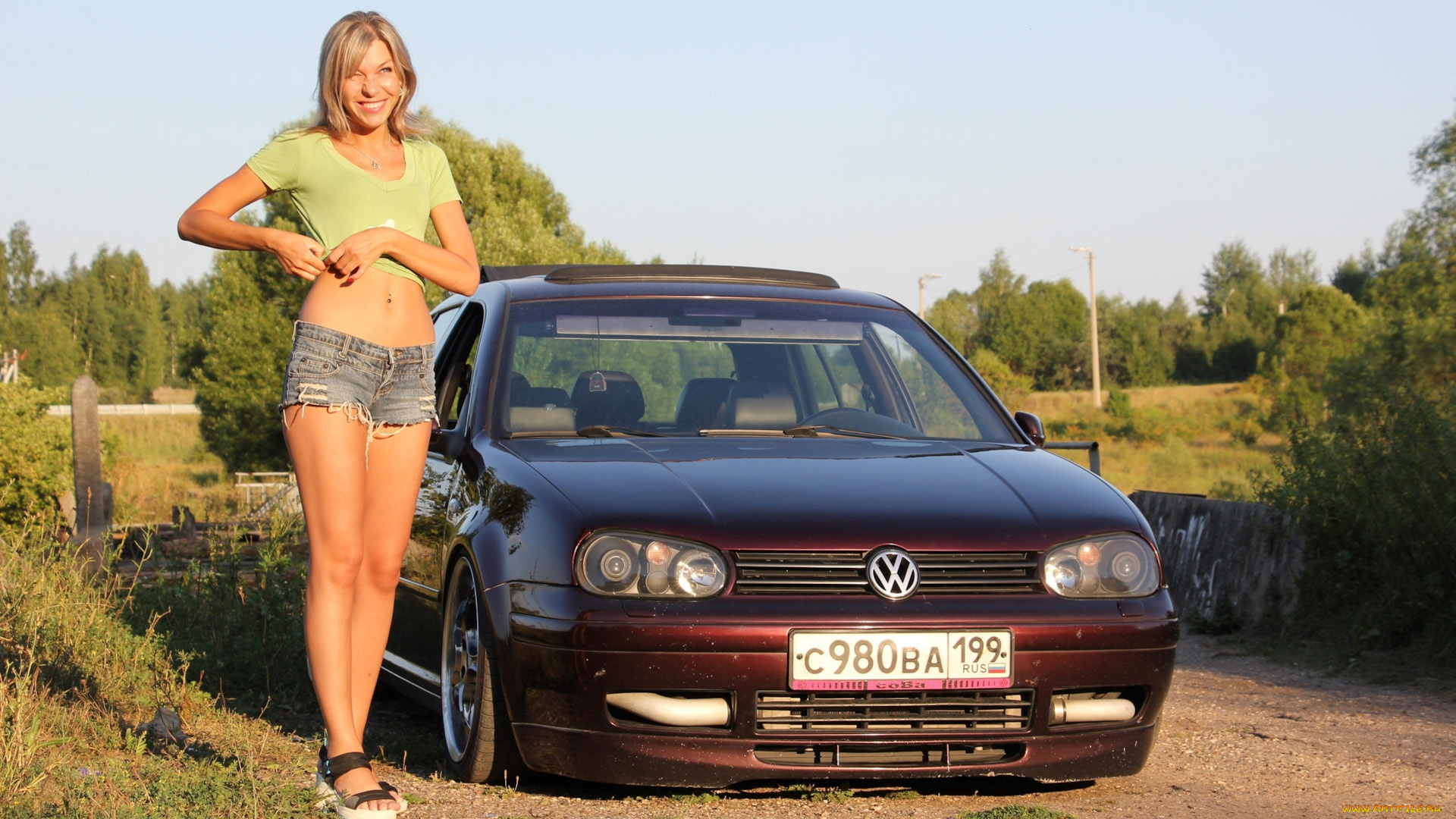 автомобили, -авто, с, девушками, volkswagen, golf