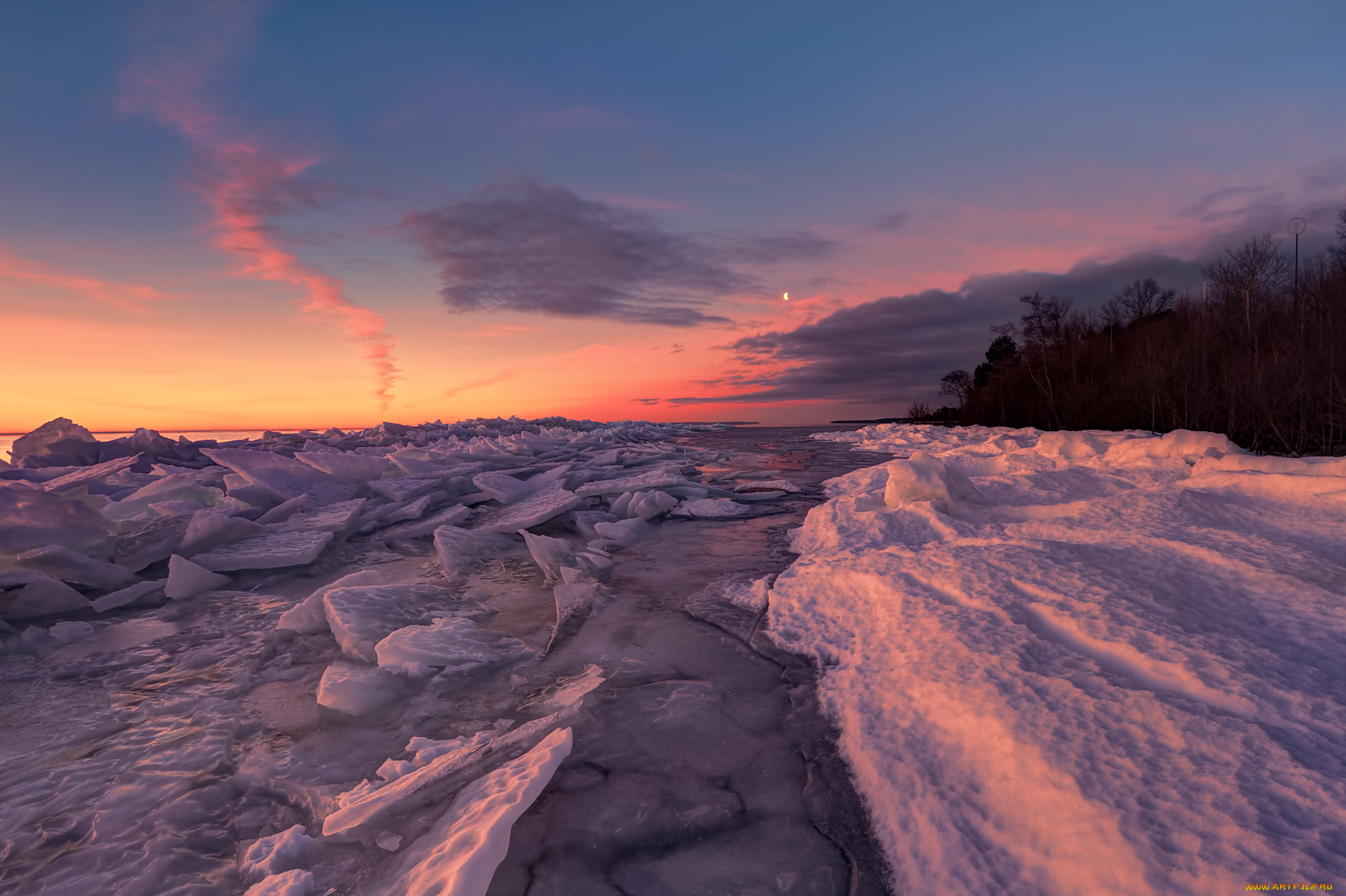 sweden, природа, айсберги, ледники, швеция, лёд, закат, торос