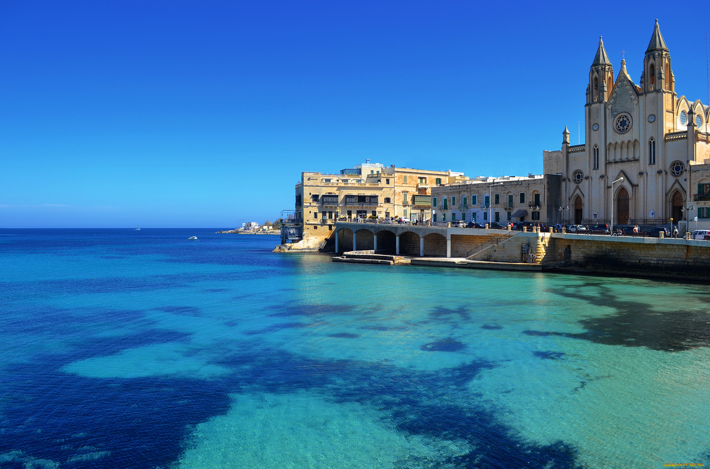 st, julian`s, malta, города, улицы, площади, набережные, море, дома, побережье