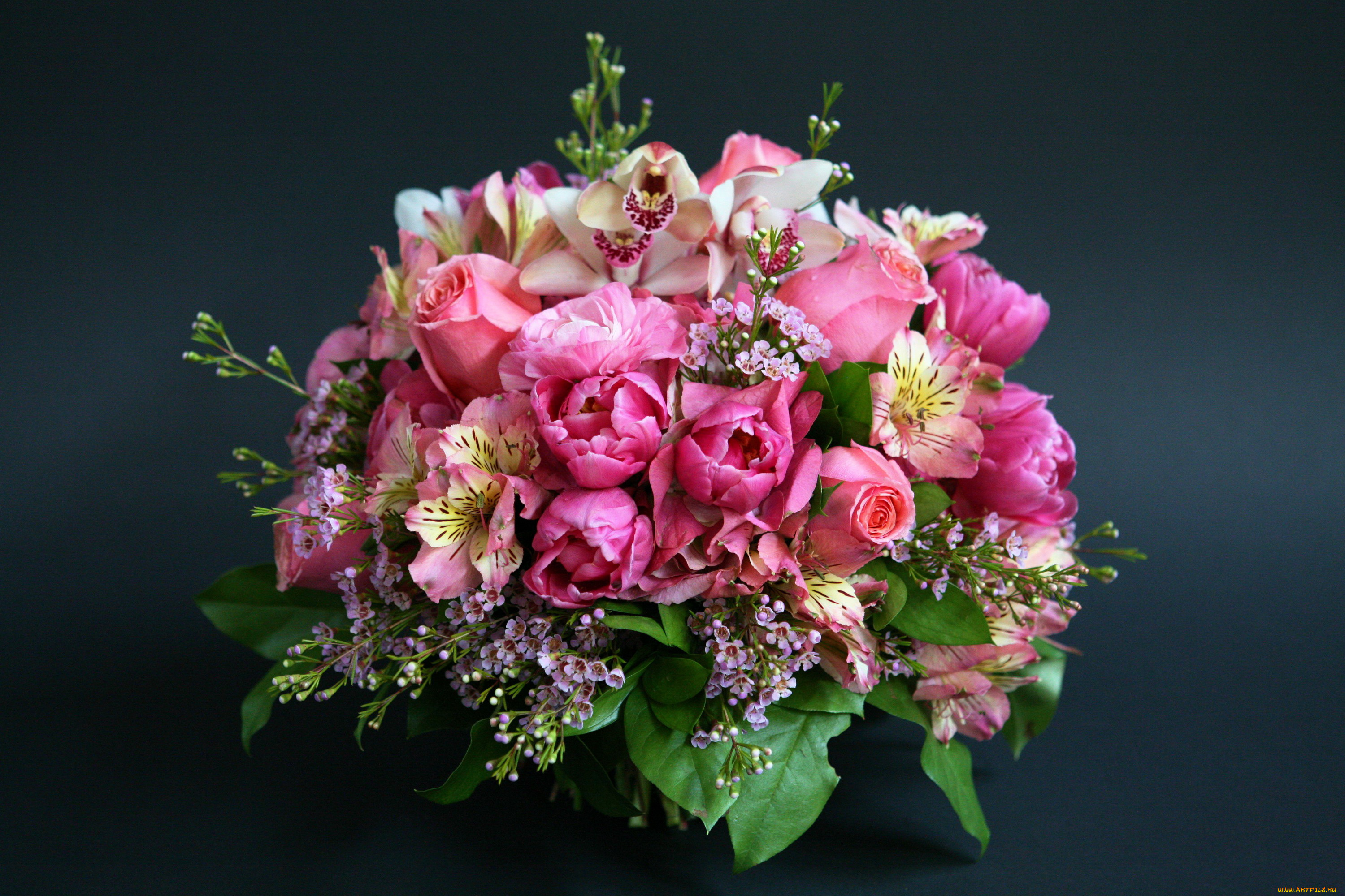 цветы, букеты, , композиции, альстромерия, тюльпаны, розы, орхидеи
