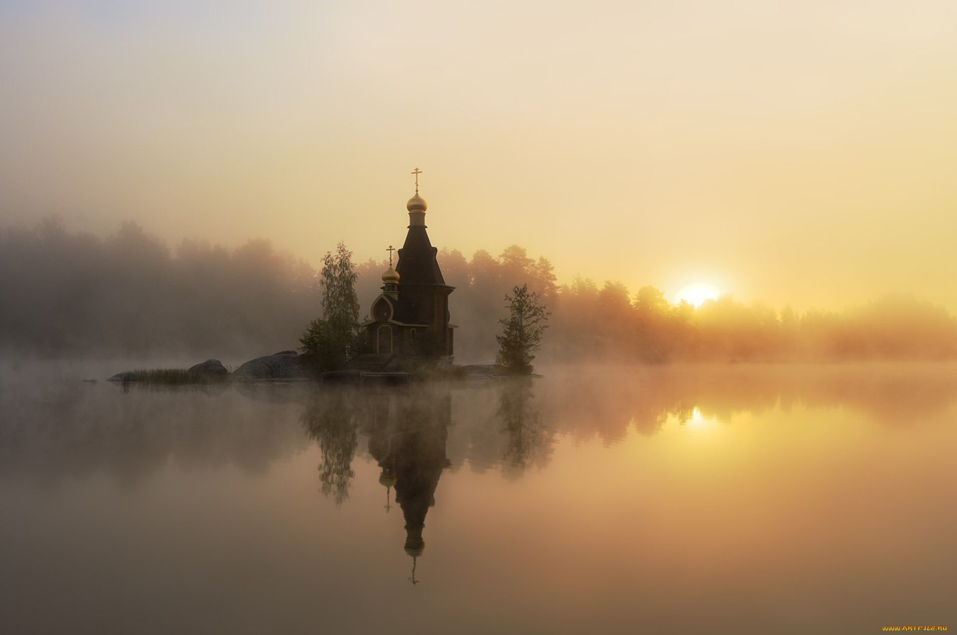 церковь, андрея, первозванного, города, -, православные, церкви, , монастыри, вода, туман, пейзаж, солнце, утро, андрей, первозванный, церковь