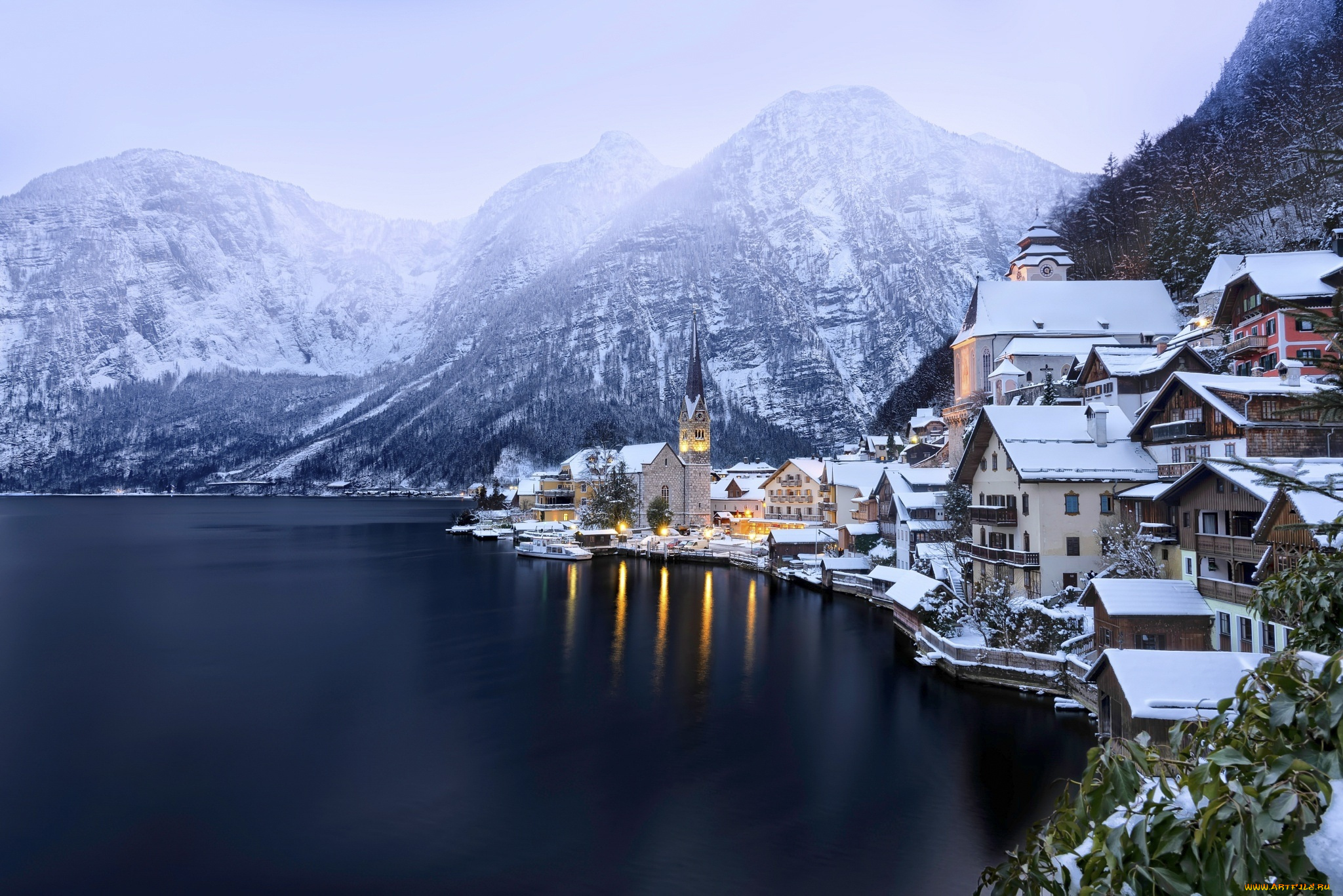 города, -, православные, церкви, , монастыри, австрия, горы, озеро, зима, снег