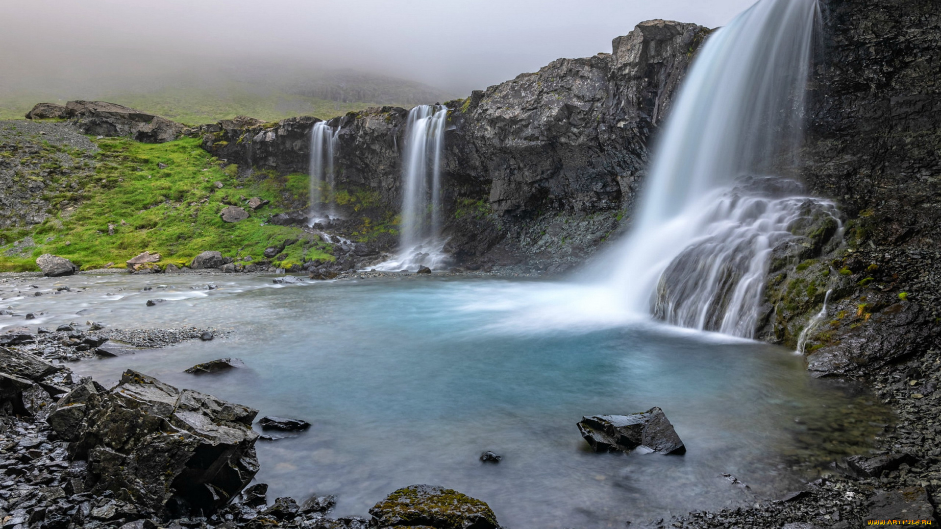 skutafoss, waterfall, iceland, природа, водопады, skutafoss, waterfall