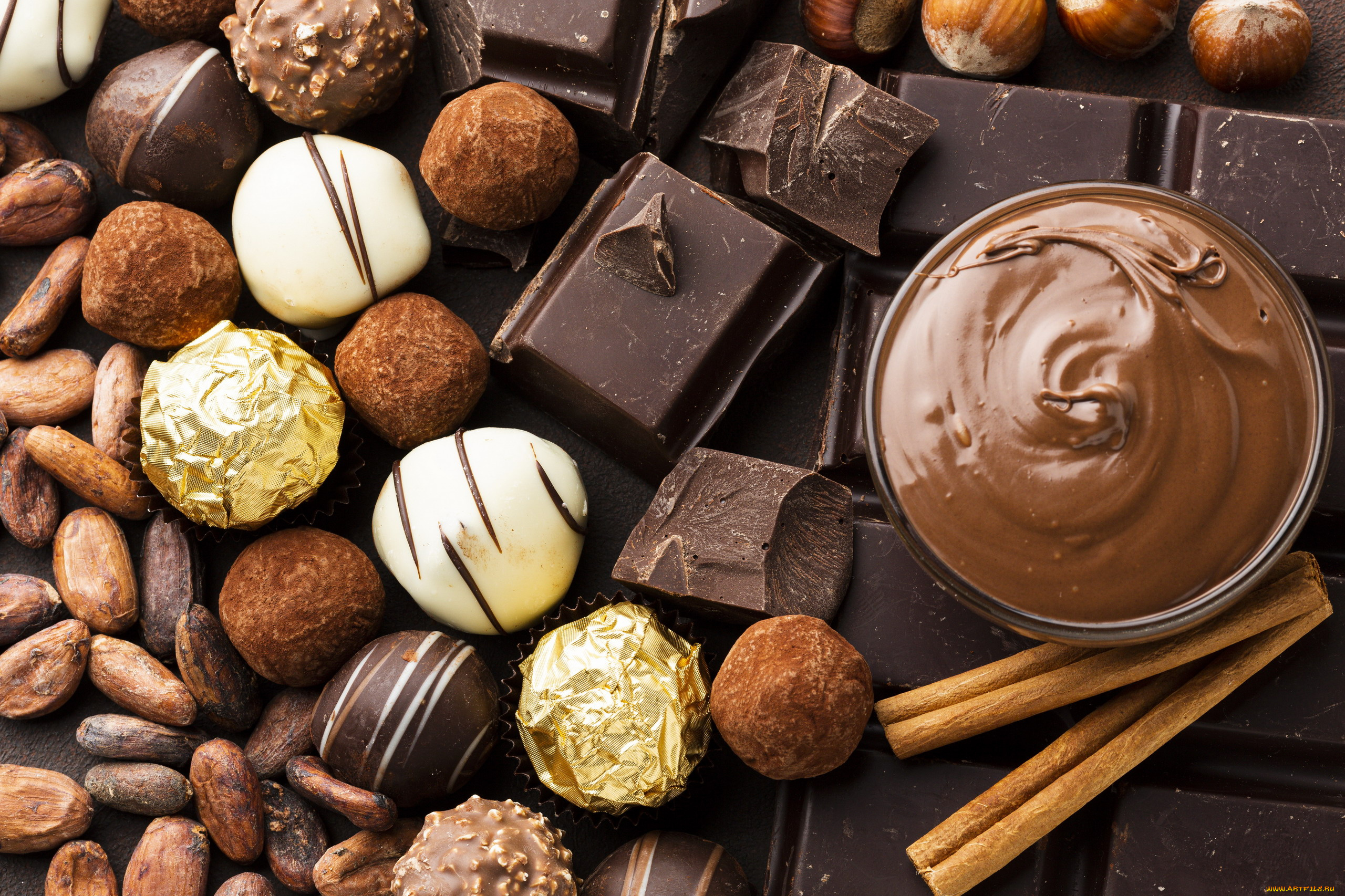 еда, конфеты, , шоколад, , мармелад, , сладости, корица, шоколад, орехи, фундук