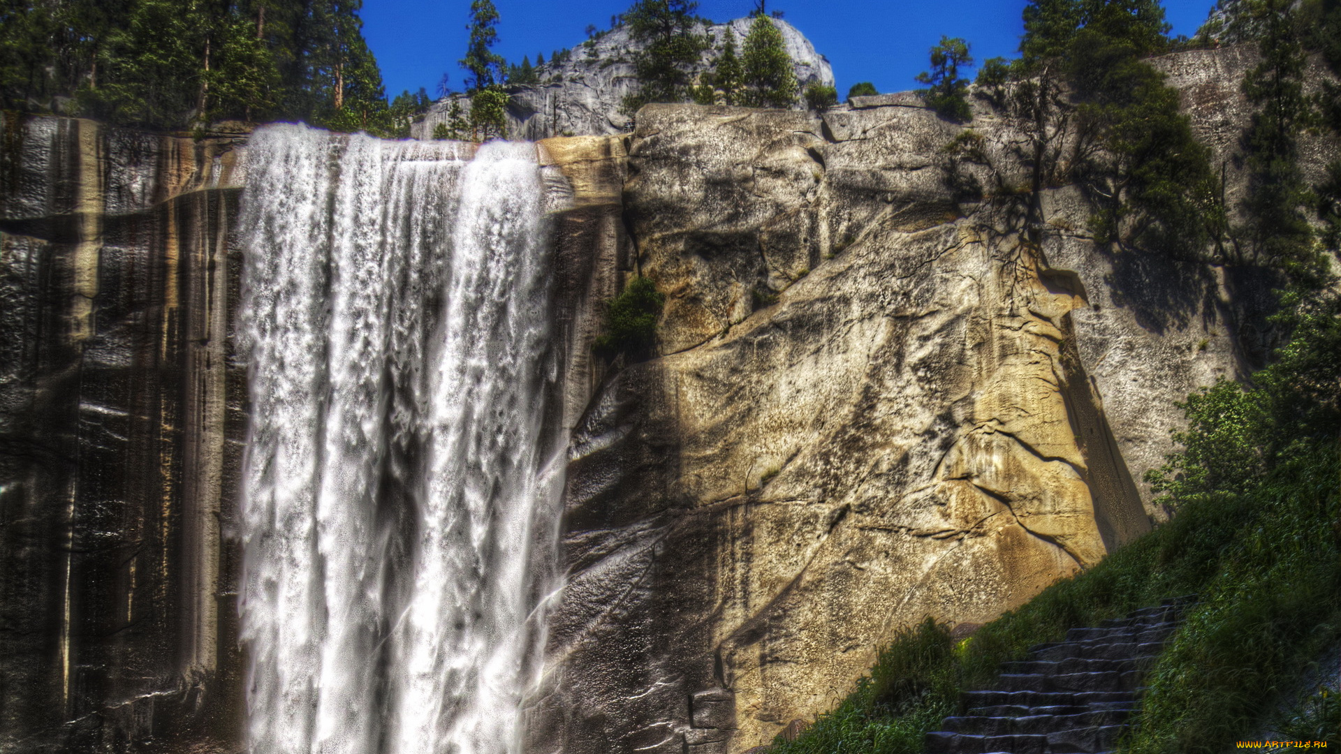 природа, водопады, usa, california, yosemite, national, park