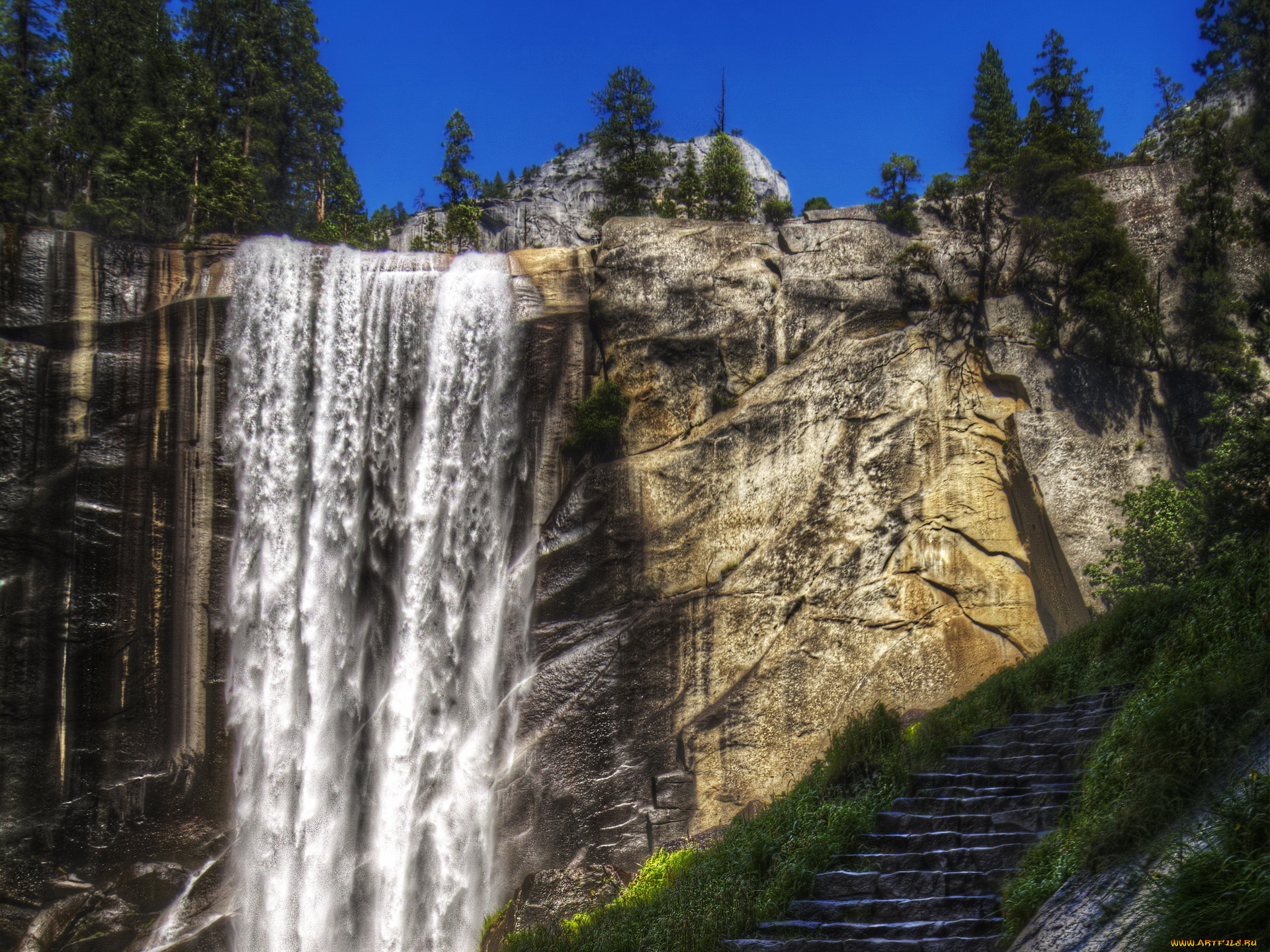 природа, водопады, usa, california, yosemite, national, park