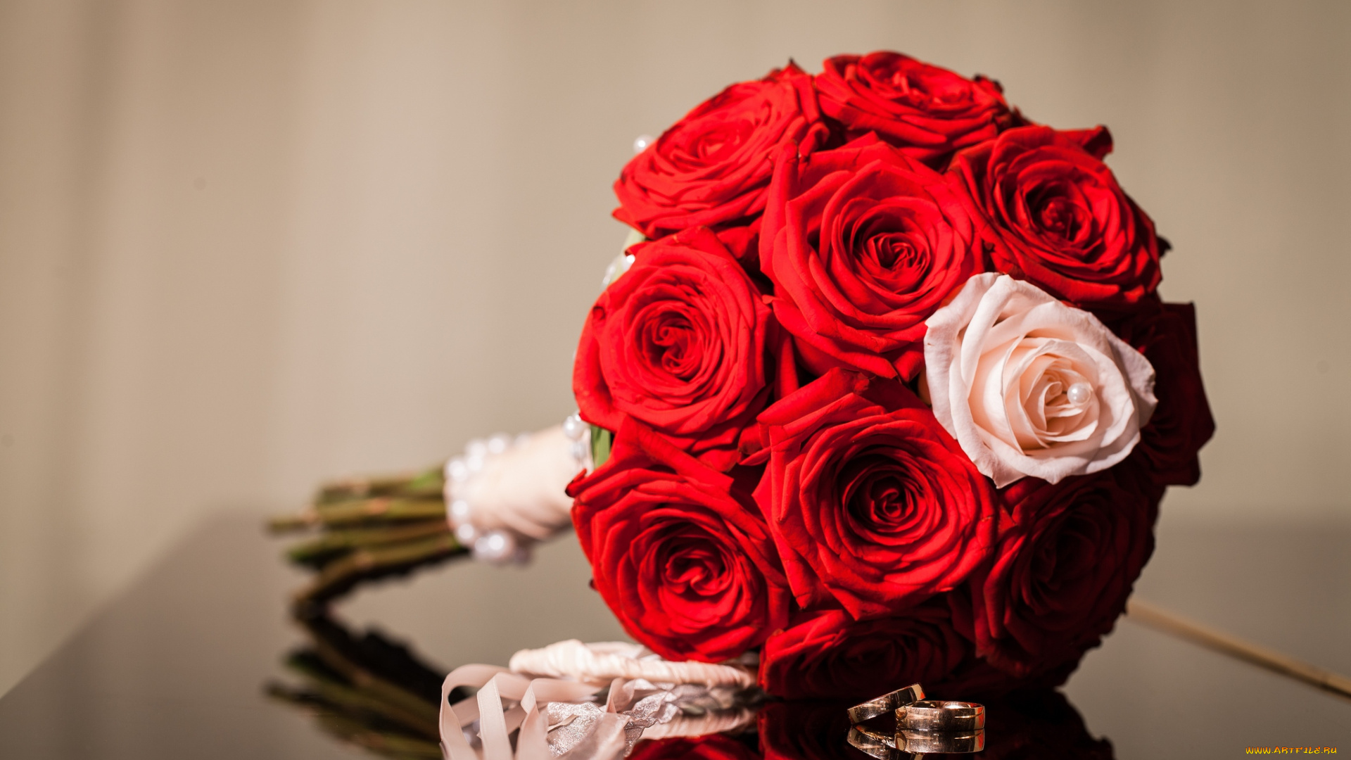 цветы, розы, букет, кольца, свадебный
