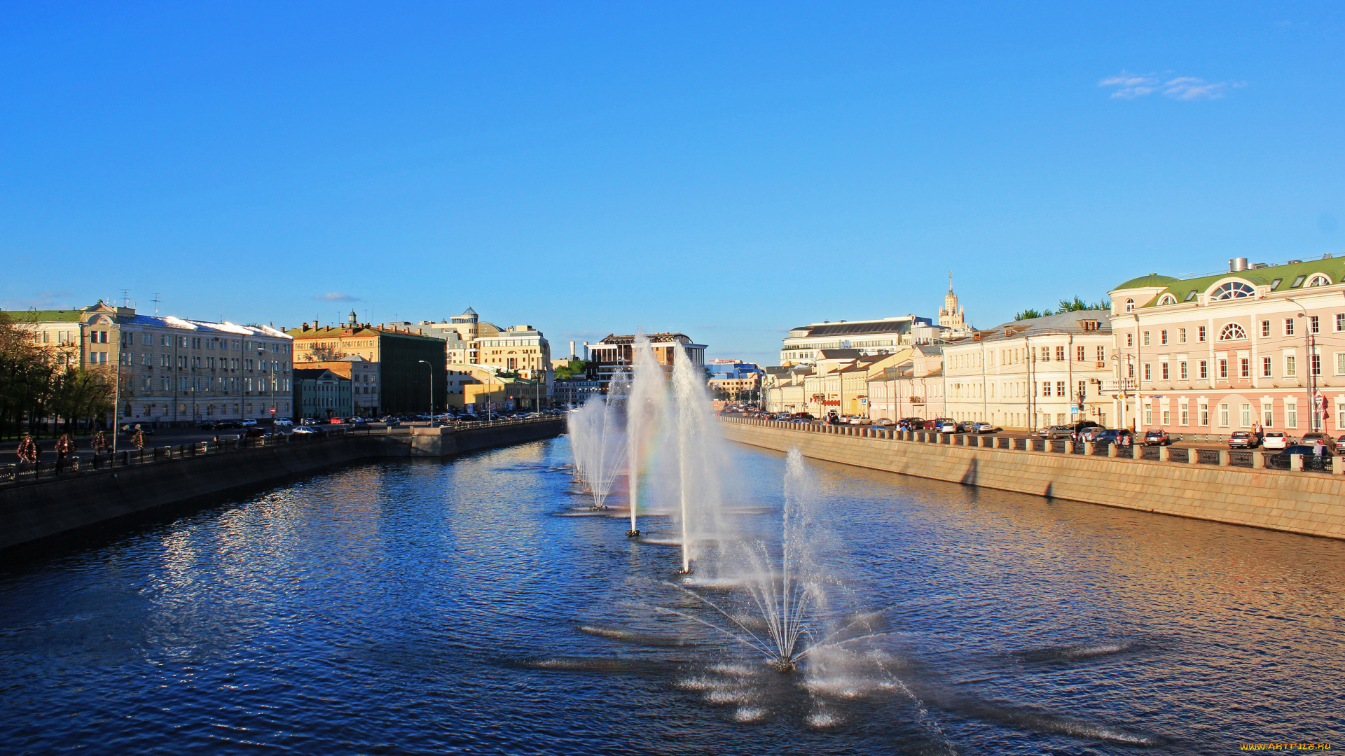 водоотводный, канал, города, москва, россия, дома