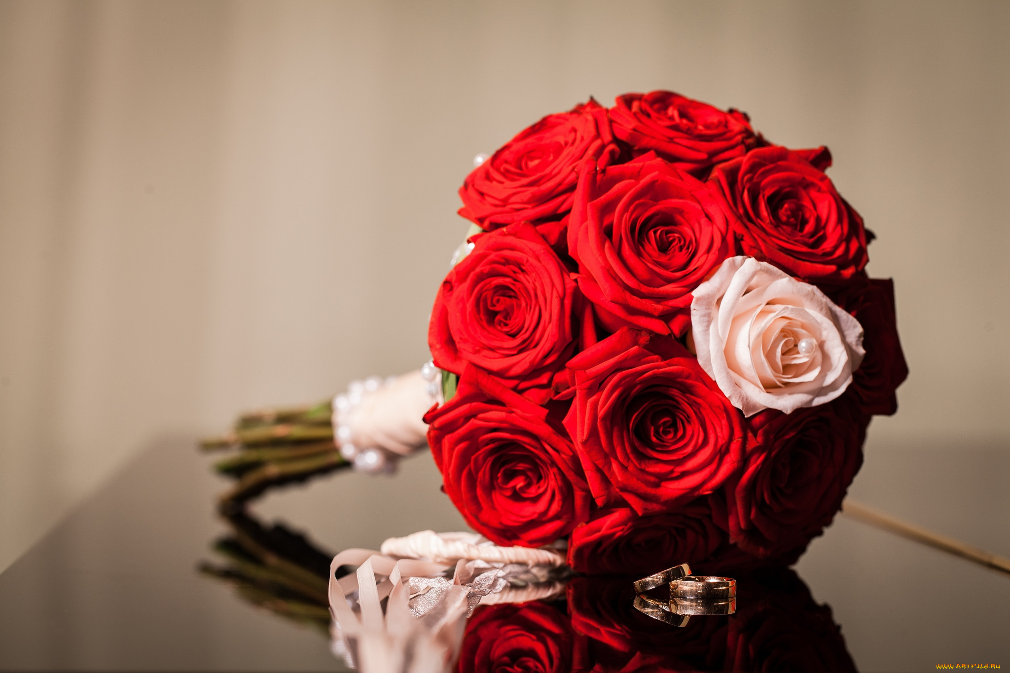 цветы, розы, букет, кольца, свадебный
