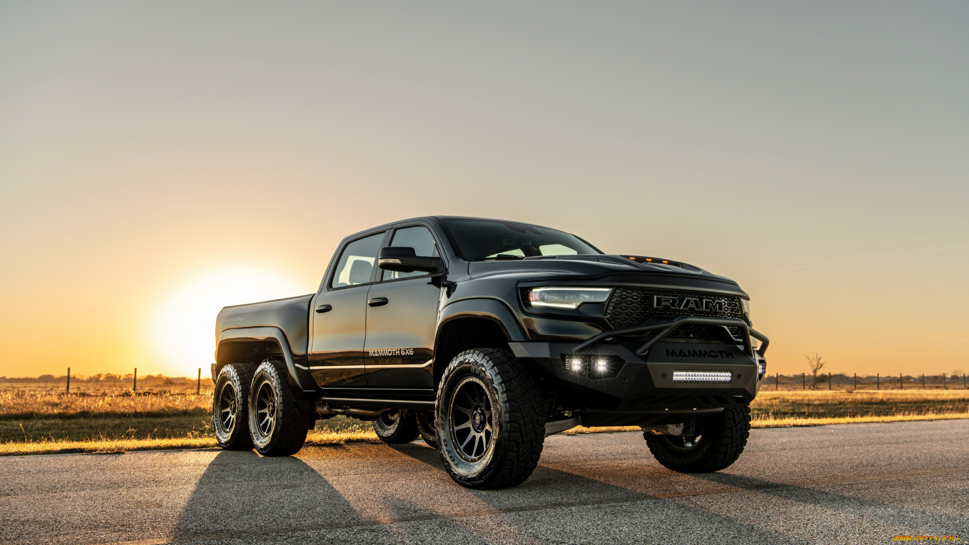 автомобили, dodge, front, black, hennessey, ram, 6x6, 2022, trx, mammoth, 1000