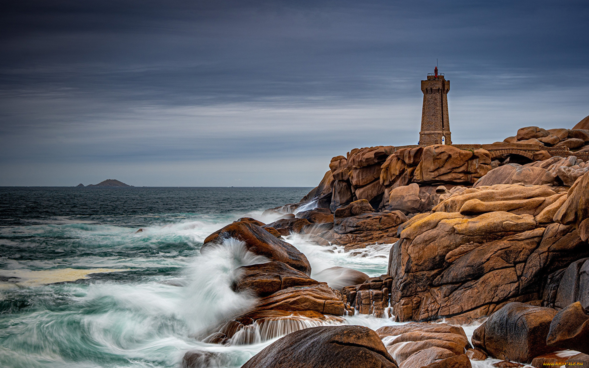 ploumanach, lighthouse, france, природа, маяки, ploumanach, lighthouse