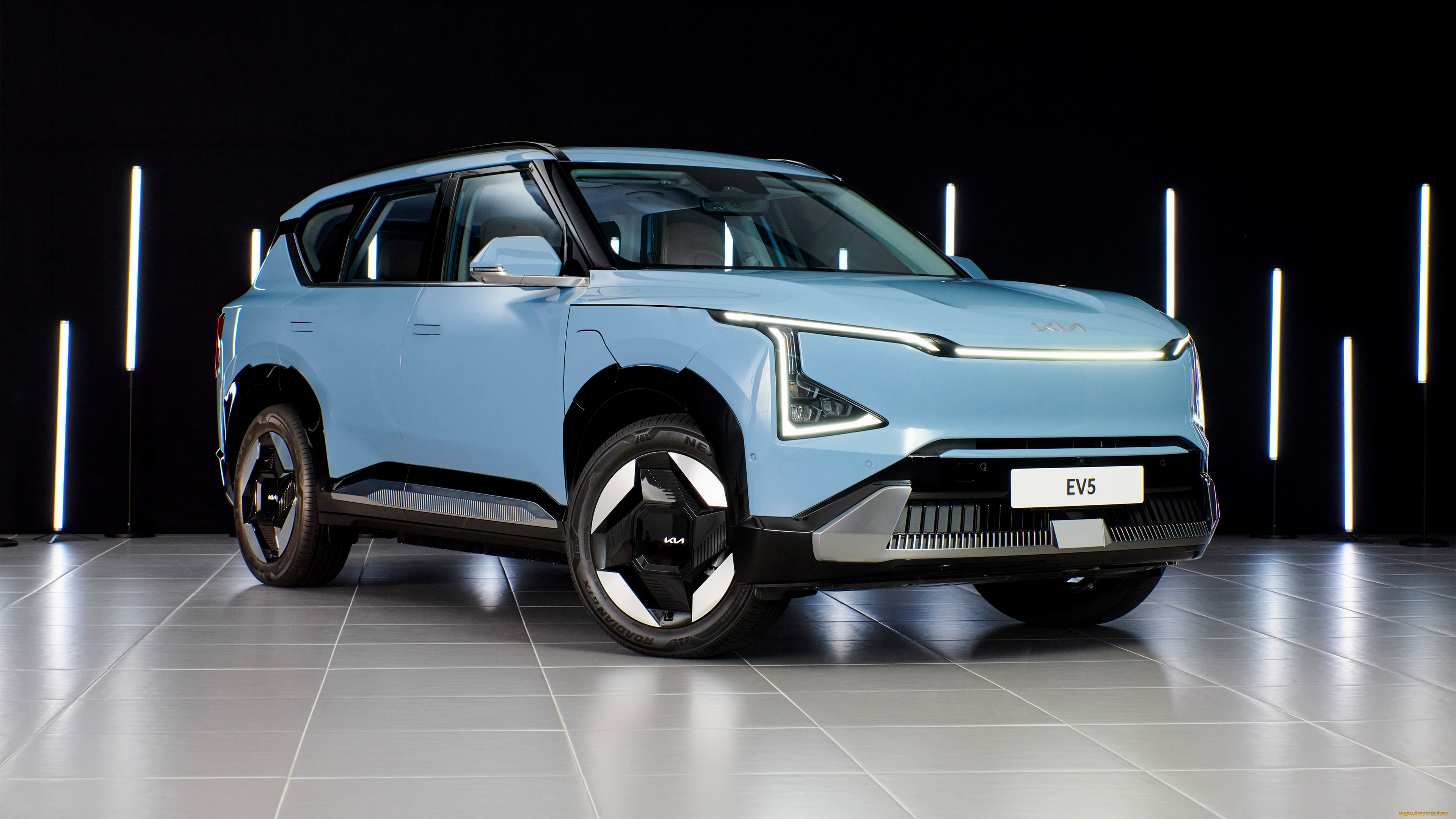 kia, ev5, prototype, 2024, автомобили, kia, ev5, prototype, 2024, кoнцeпт, голубой, киа, кроссовер