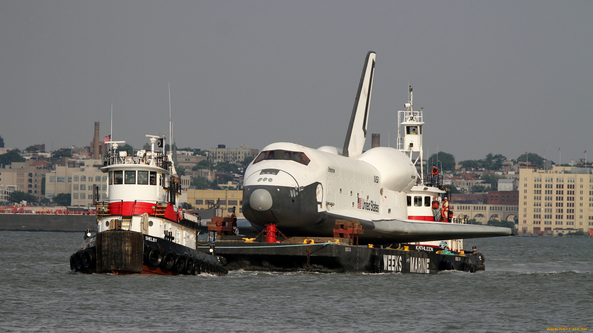 корабли, баркасы, буксиры, space, shuttle, enterprise, буксир, буксировка