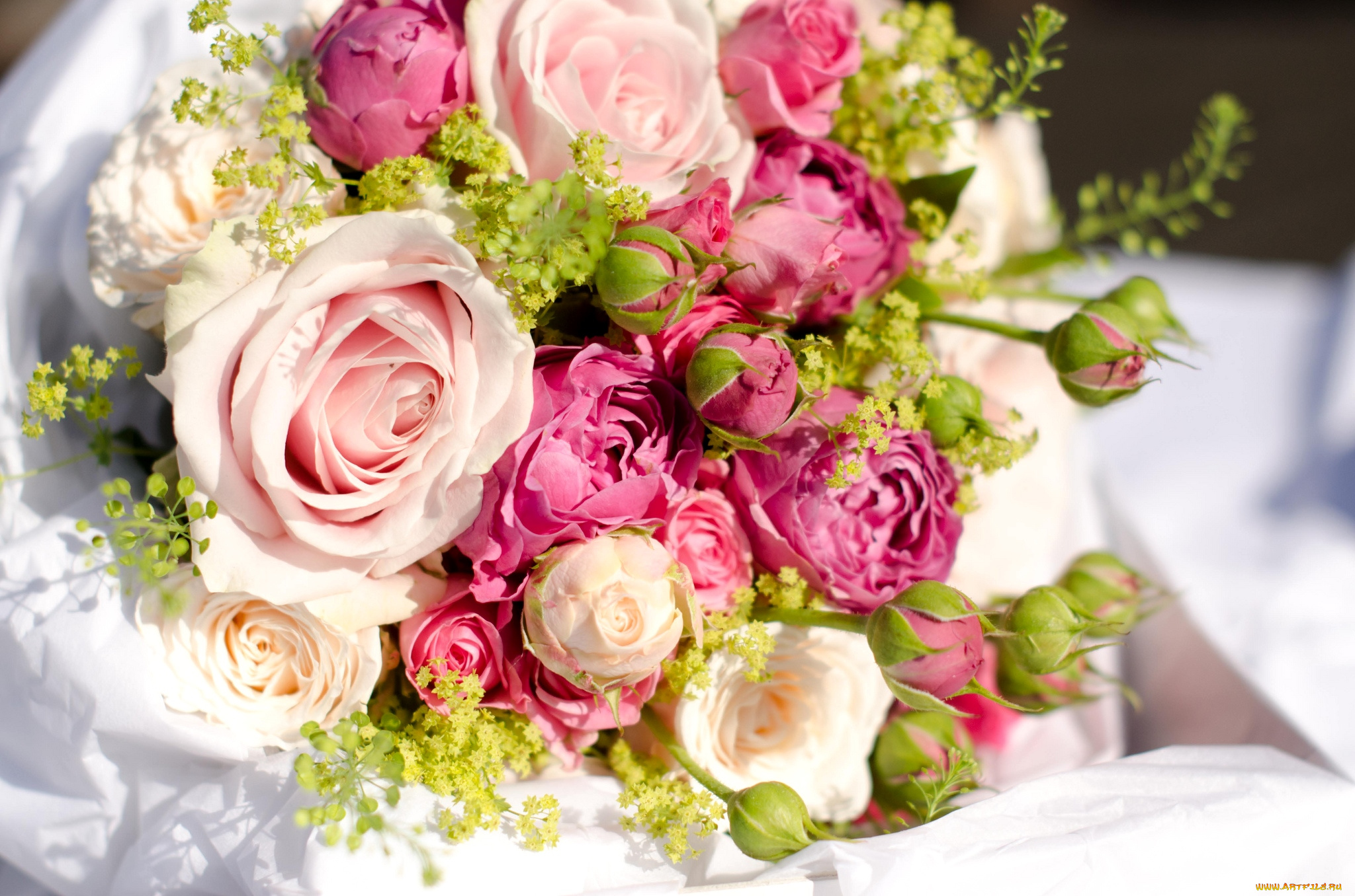 цветы, розы, букет, свадебный