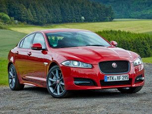 обоя автомобили, jaguar, красный, xf, r-sport, 2014
