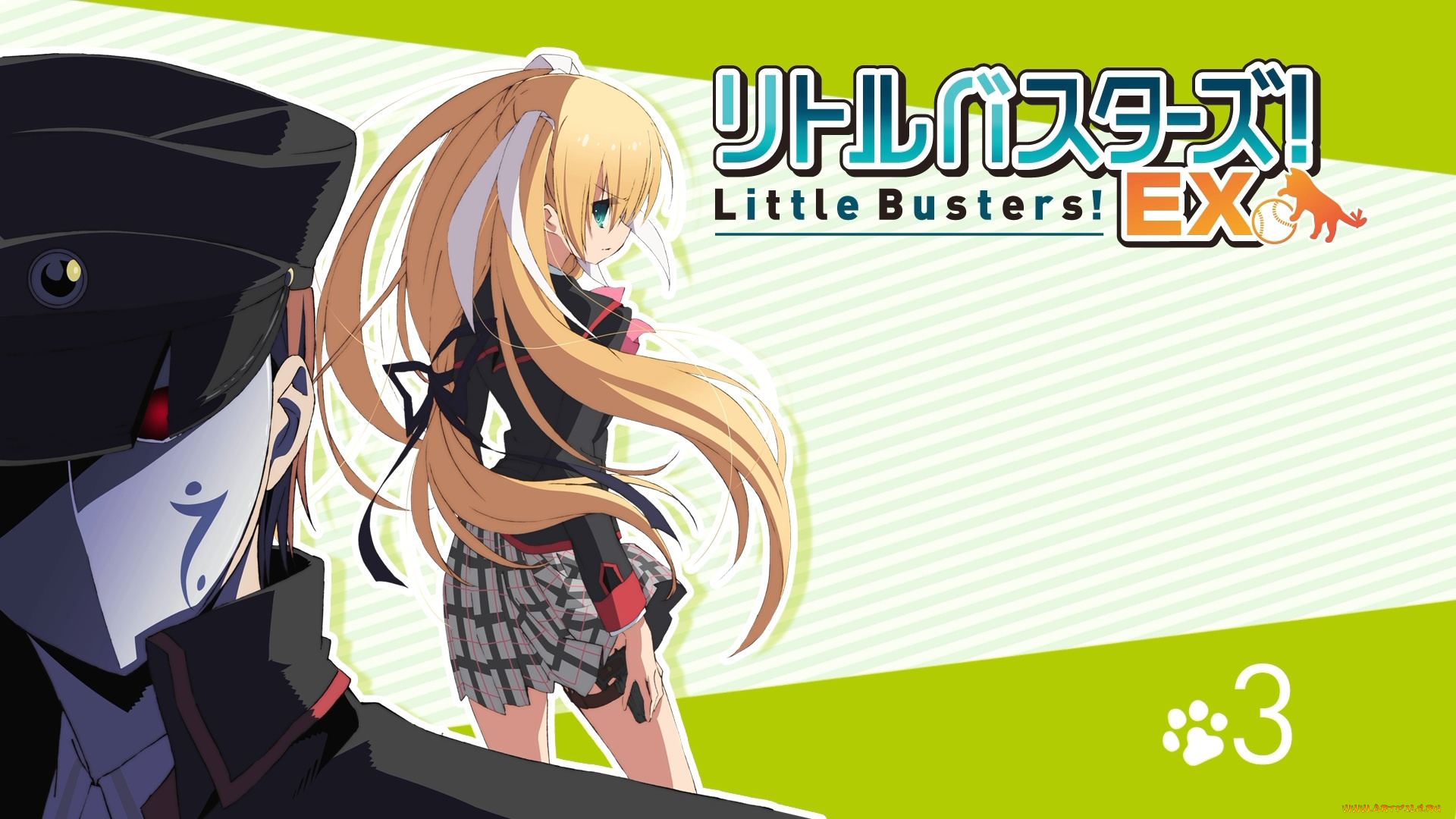 аниме, little, busters, пистолет, tokido, saya, little, busters, artist, tagme, девушка, кепка, маска