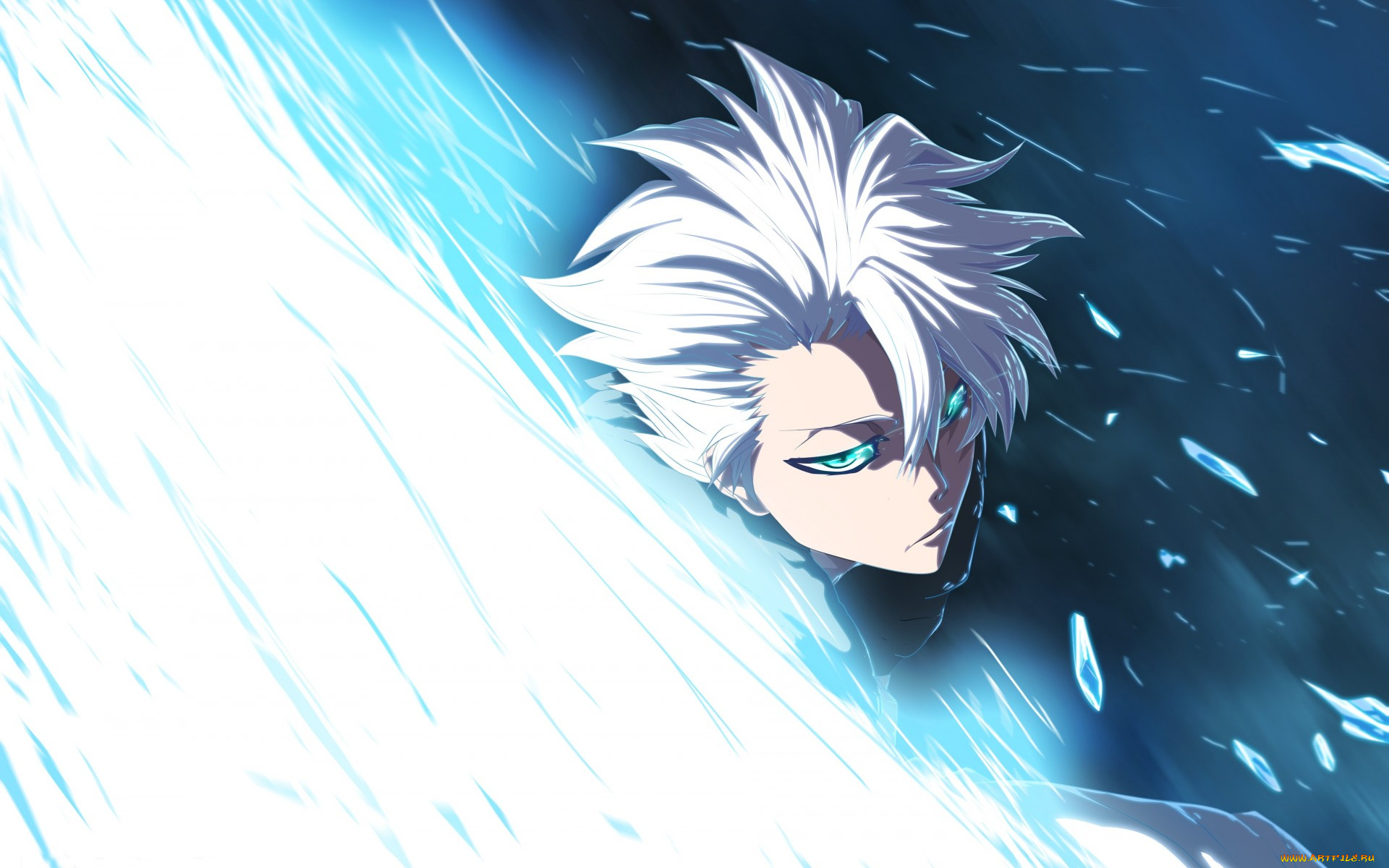 аниме, bleach, toshiro, hitsugaya, shinigami, art, мужчина