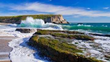 Картинка природа побережье море скалы пейзаж волны