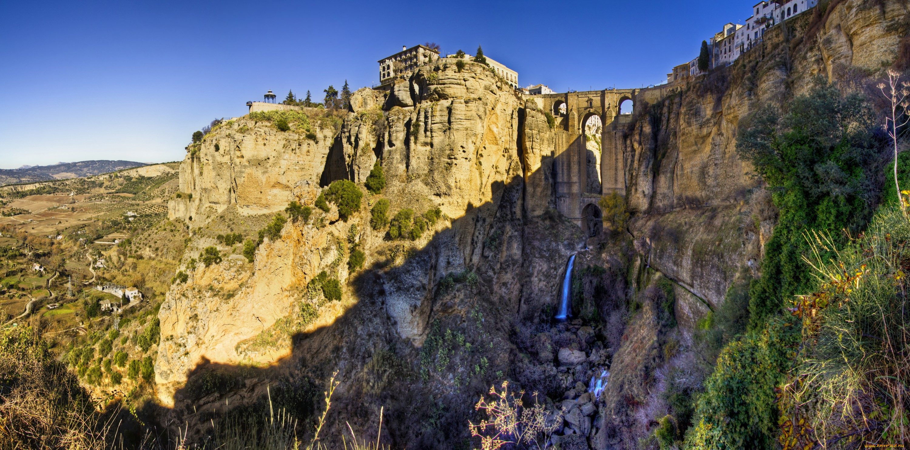 el, tajo, , ronda, города, -, пейзажи, водопад, горы