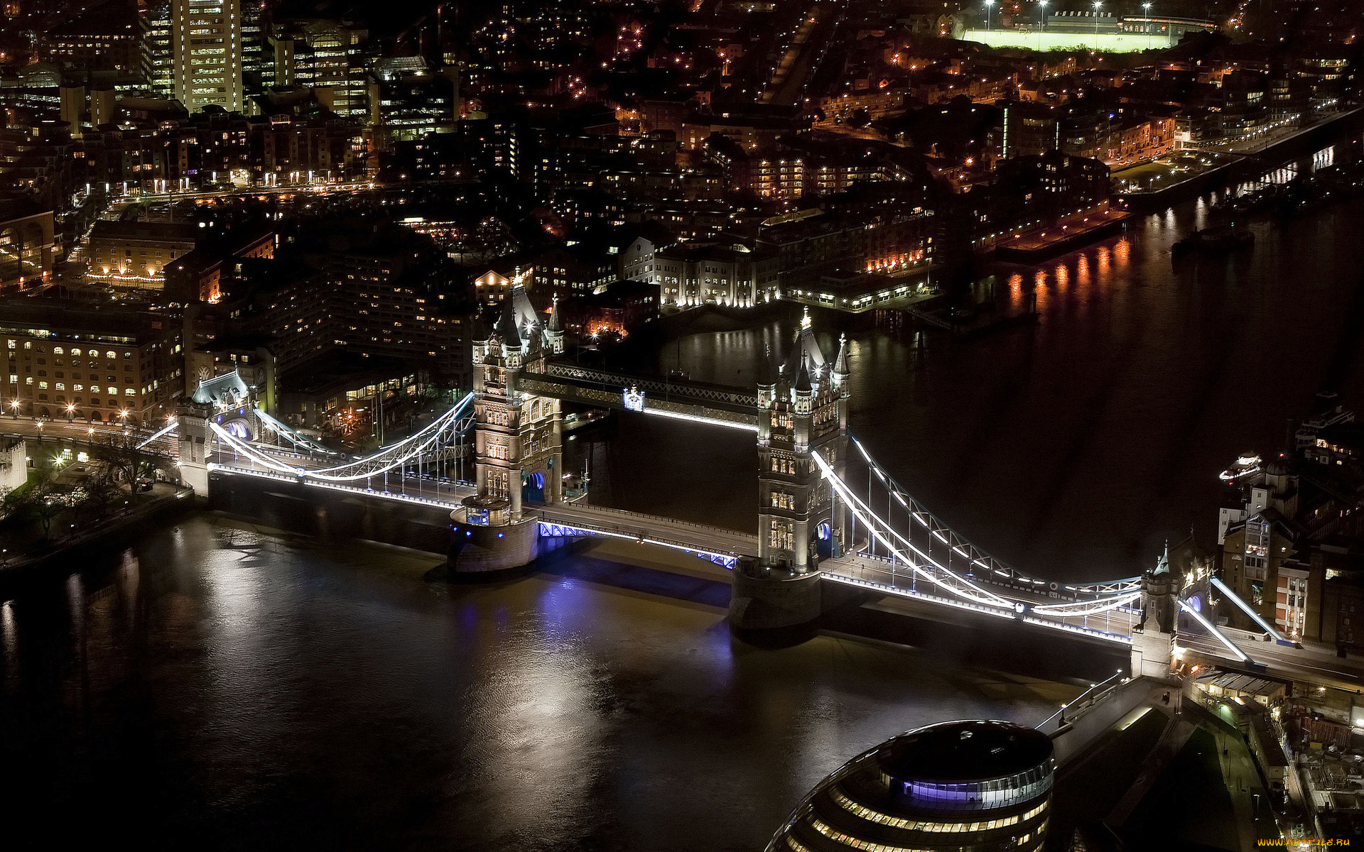tower, bridge, города, лондон, великобритания, мост, ночь, тауэр, темза