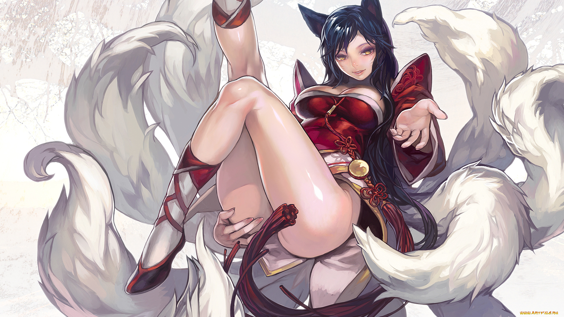 league, of, legends, фэнтези, существа, девушка, уши, хвосты, ahri, league, of, legends