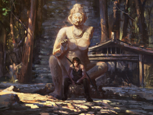 Картинка tomb+raider+reborn фэнтези девушки фан-арт девушка статуя tomb raider reborn