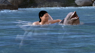 Картинка 3д+графика люди+ people дельфин море девушка