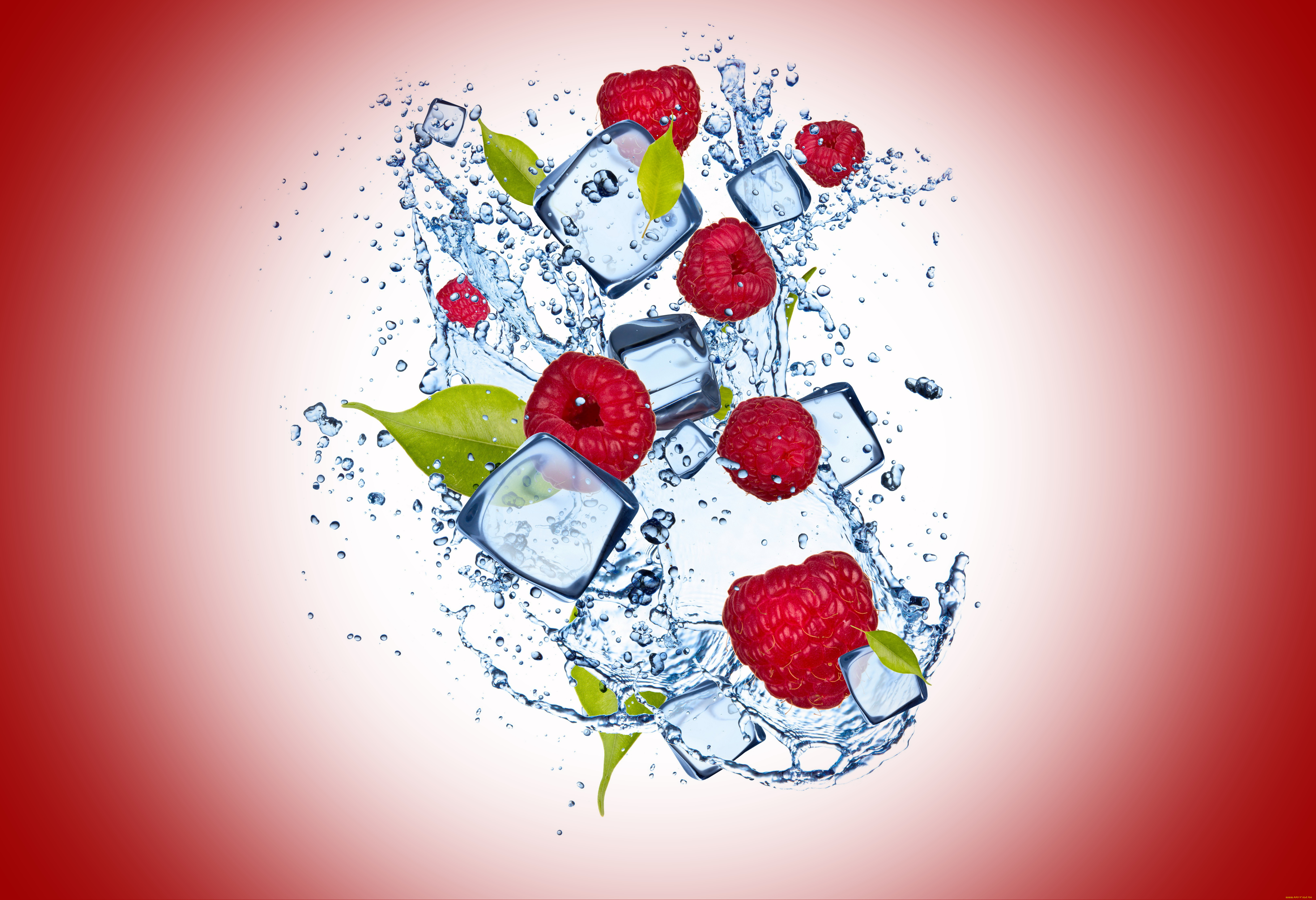 еда, малина, water, ice, cherry, background, raspberry, капли, вода, лед, вишневый, фон, dro