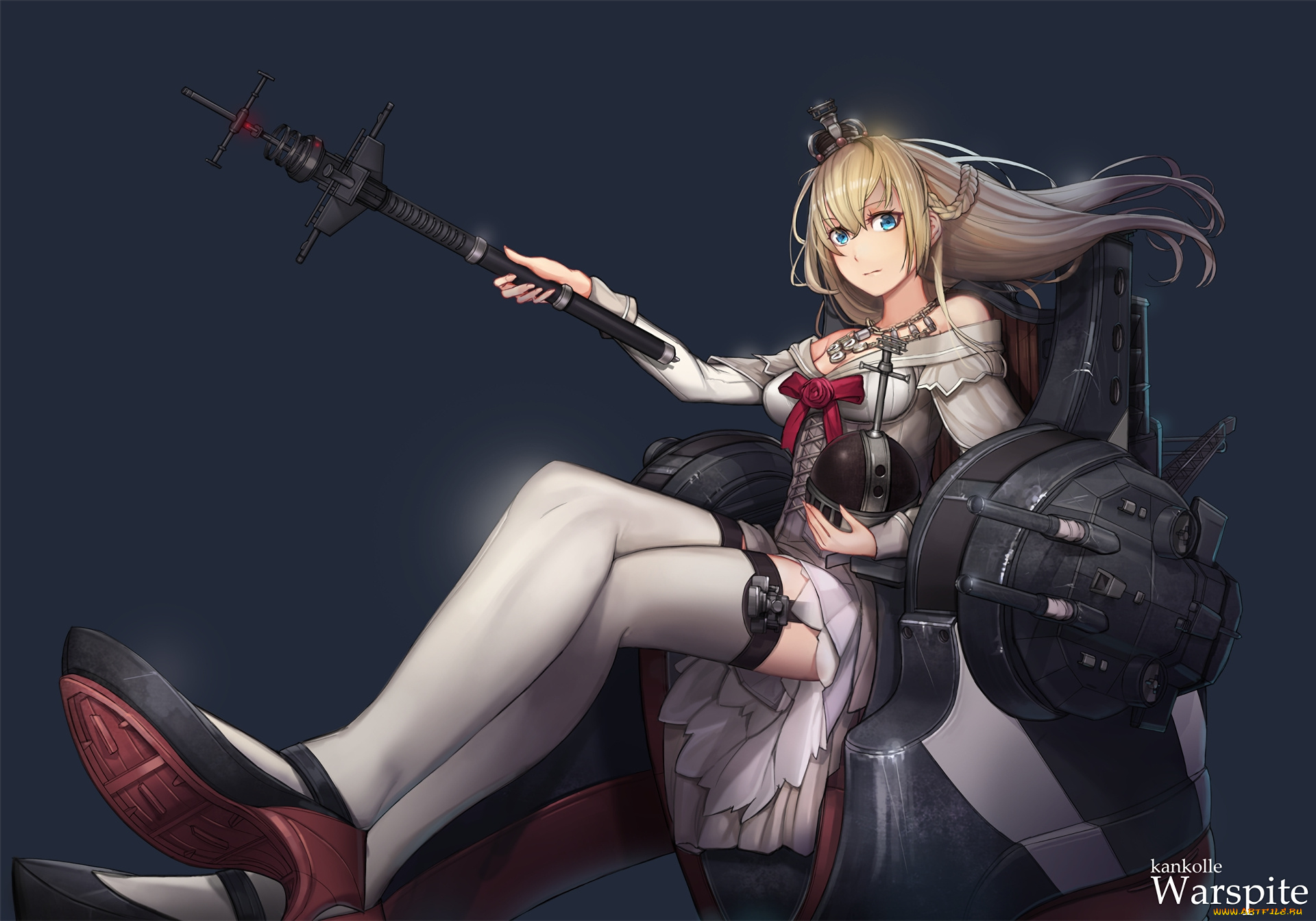 аниме, kantai, collection, взгляд, девушка, фон