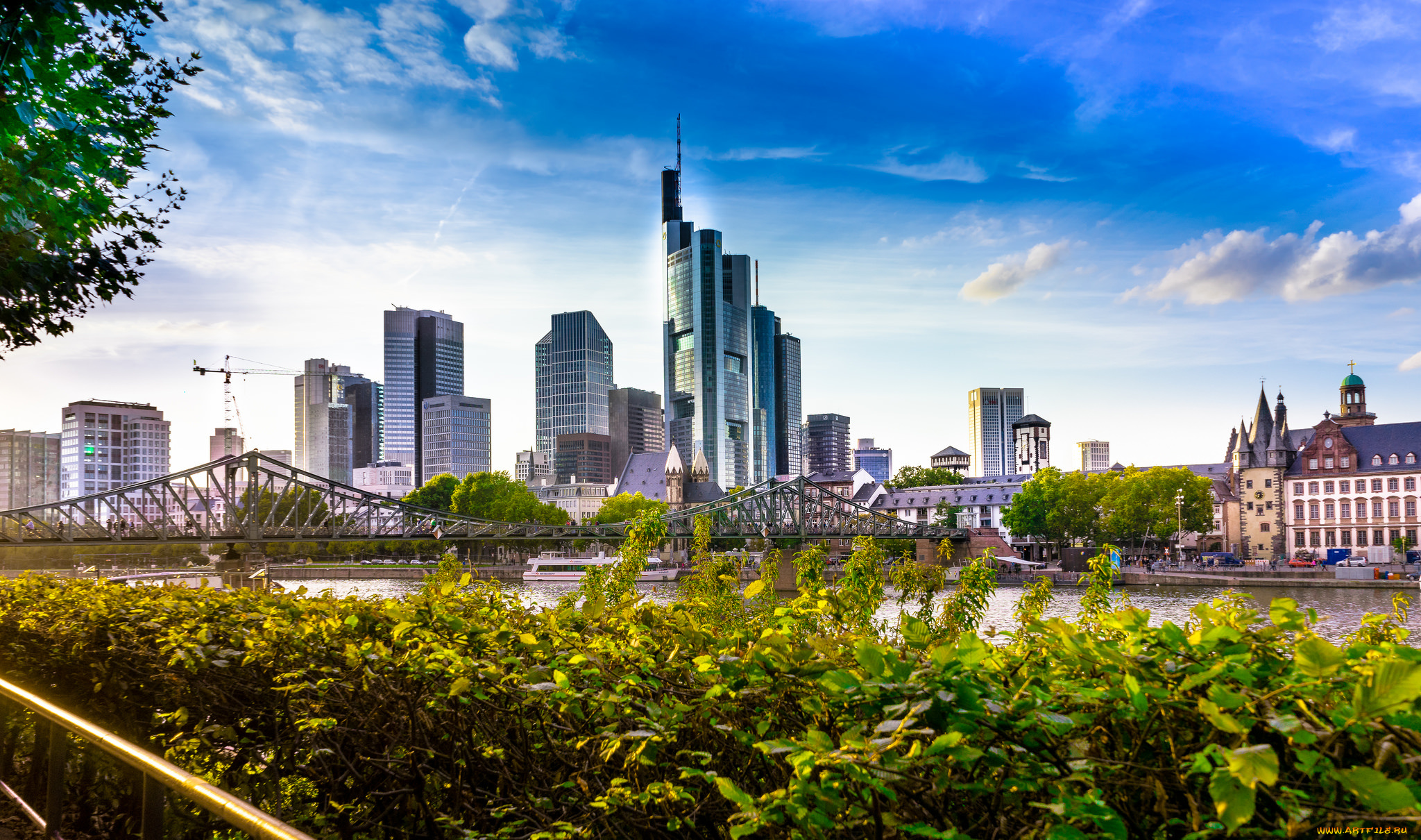 frankfurt, am, main, города, франкфурт-на-майне, , германия, небоскребы, панорама