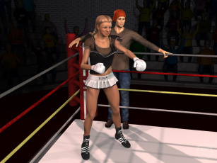 Картинка 3д+графика спорт+ sport ринг бокс девушки взгляд фон