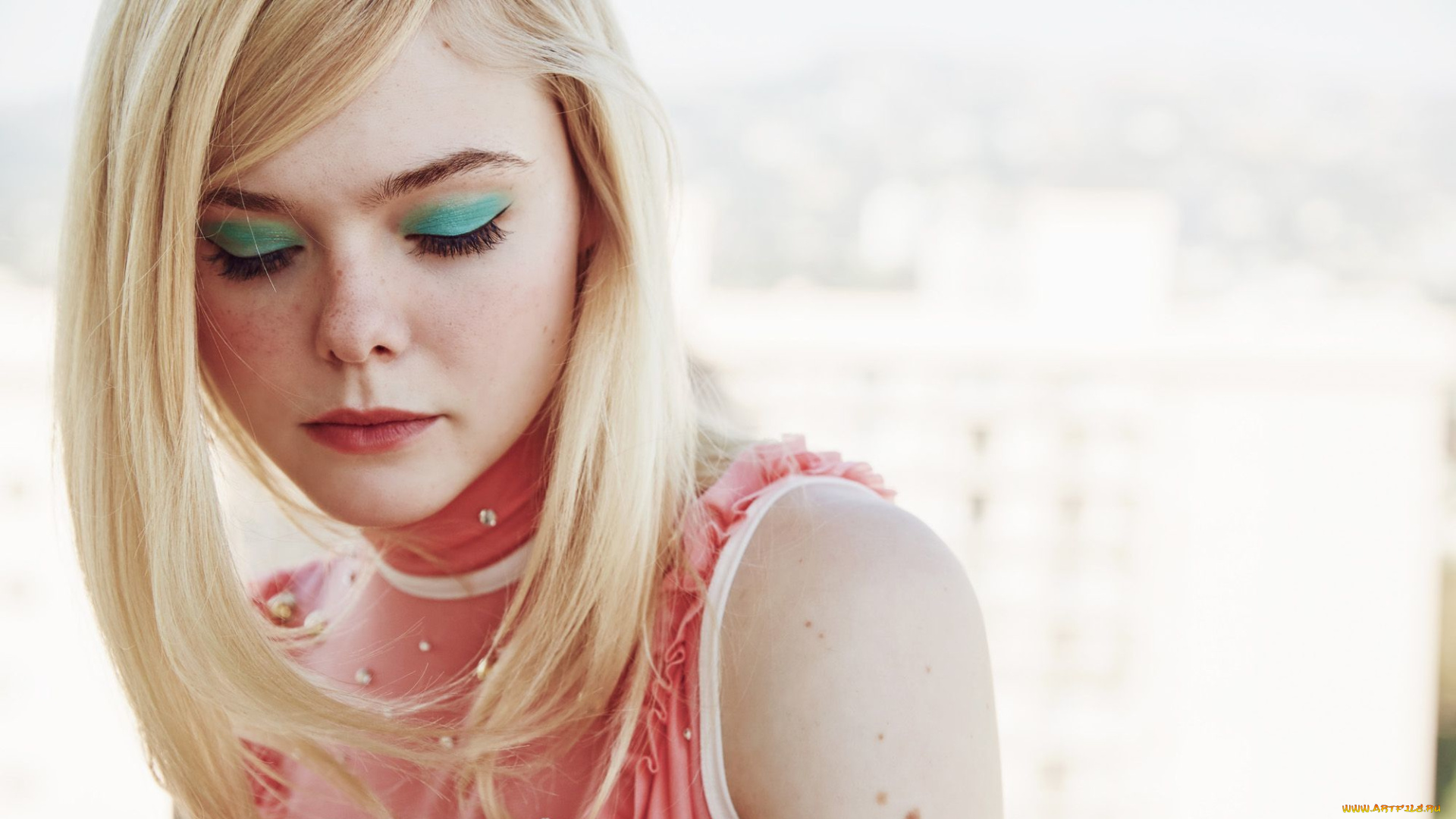 девушки, elle, fanning, лицо, блондинка, топ