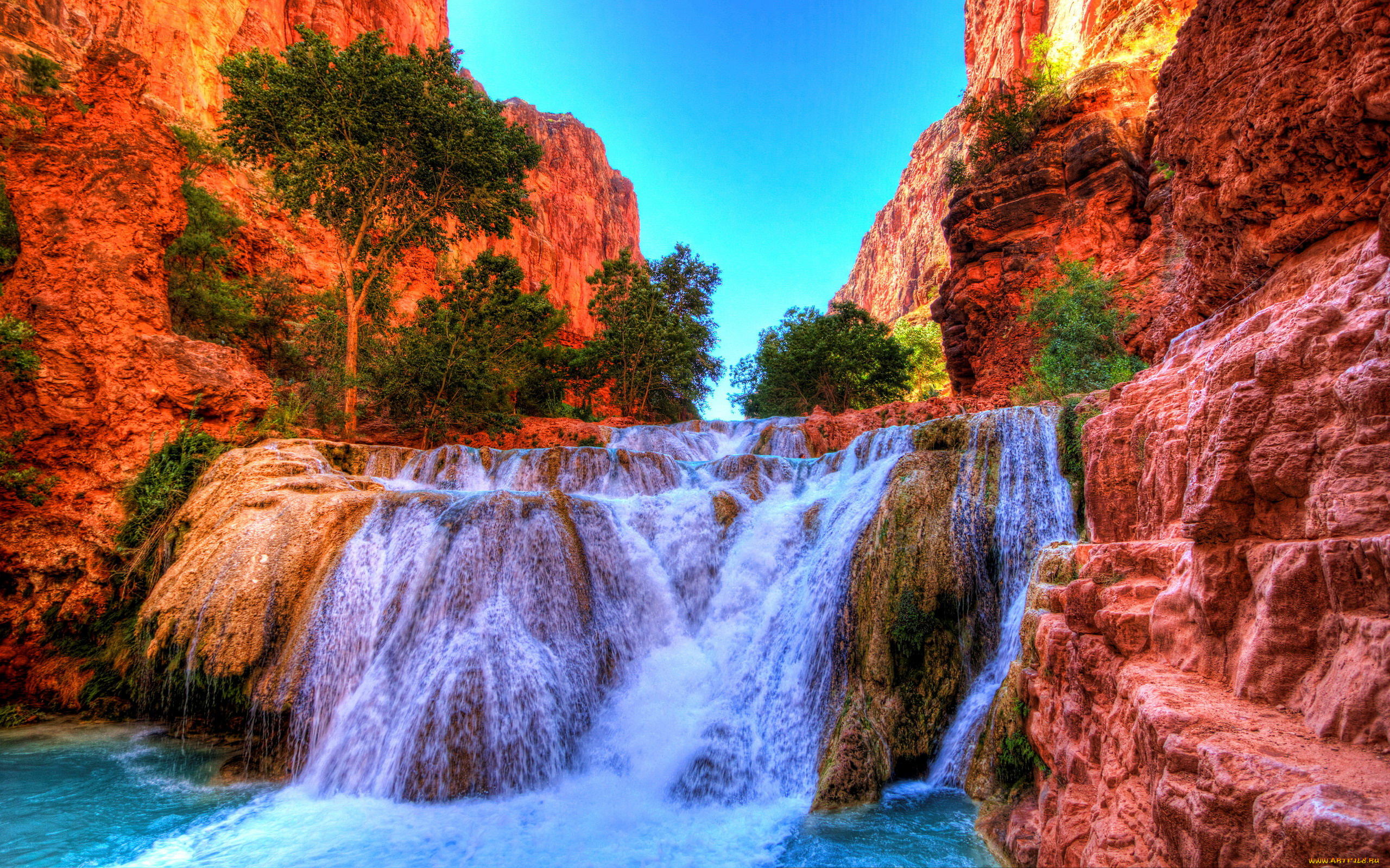 beaver, falls, grand, canyon, national, park, arizona, usa, природа, водопады, beaver, falls, grand, canyon, national, park