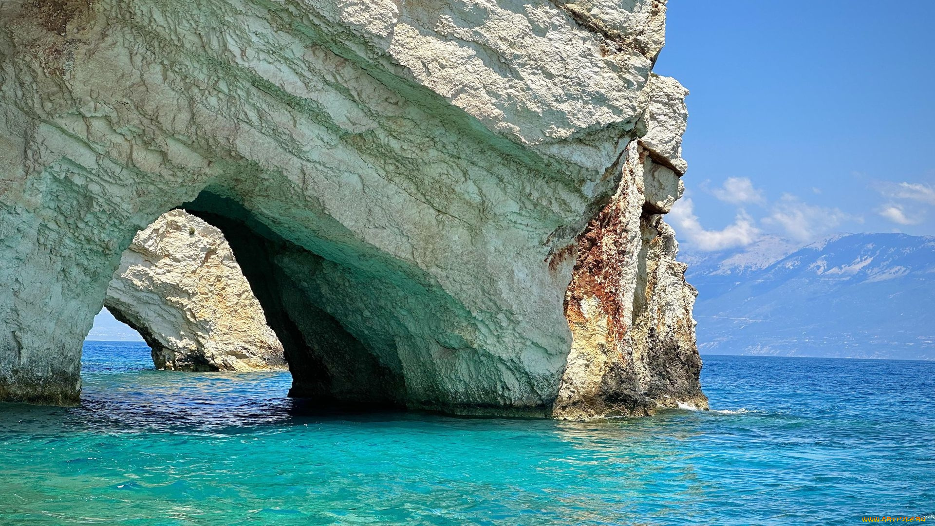 blue, caves, ionian, sea, zakynthos, greece, природа, побережье, blue, caves, ionian, sea