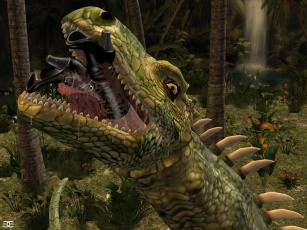 Картинка 3д+графика фантазия+ fantasy лес динозавр