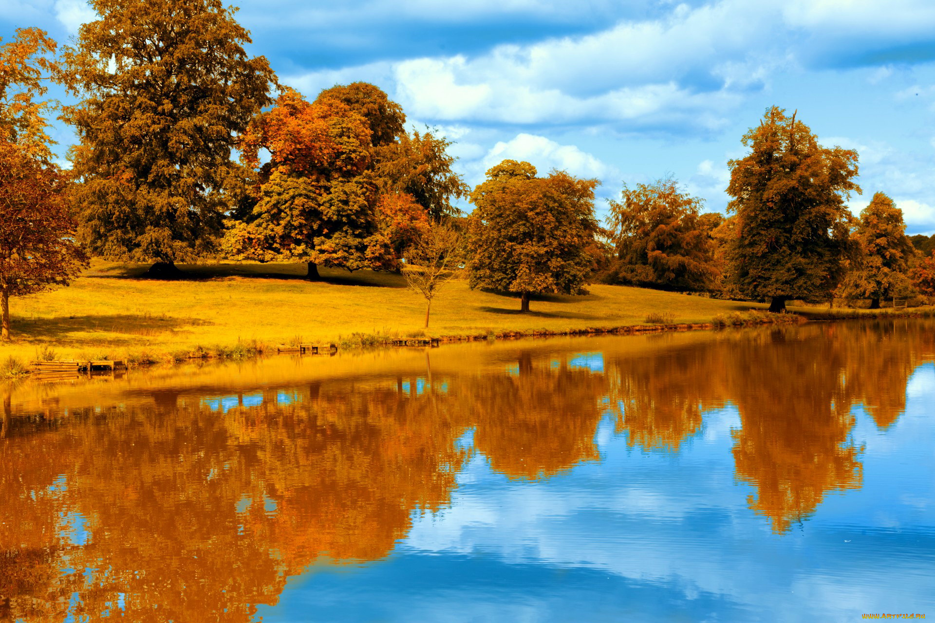 природа, реки, озера, река, вода, деревья, осень, отражение