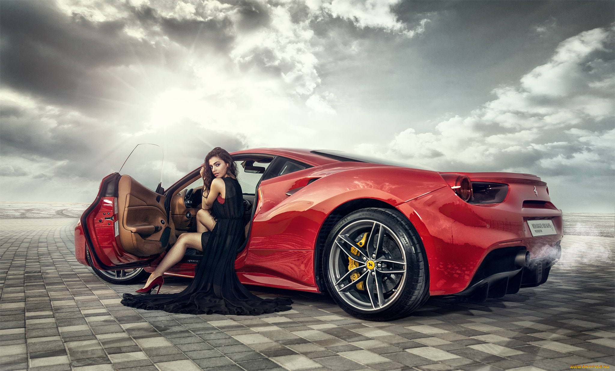 автомобили, -авто, с, девушками, ferrari