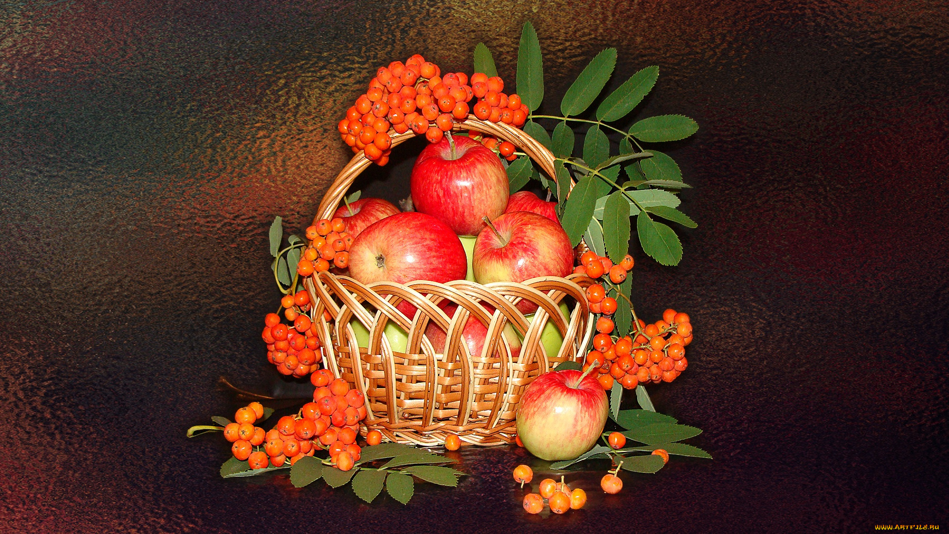 еда, фрукты, , ягоды, яблоки, натюрморт, корзинка, рябина, авторское, фото, елена, аникина