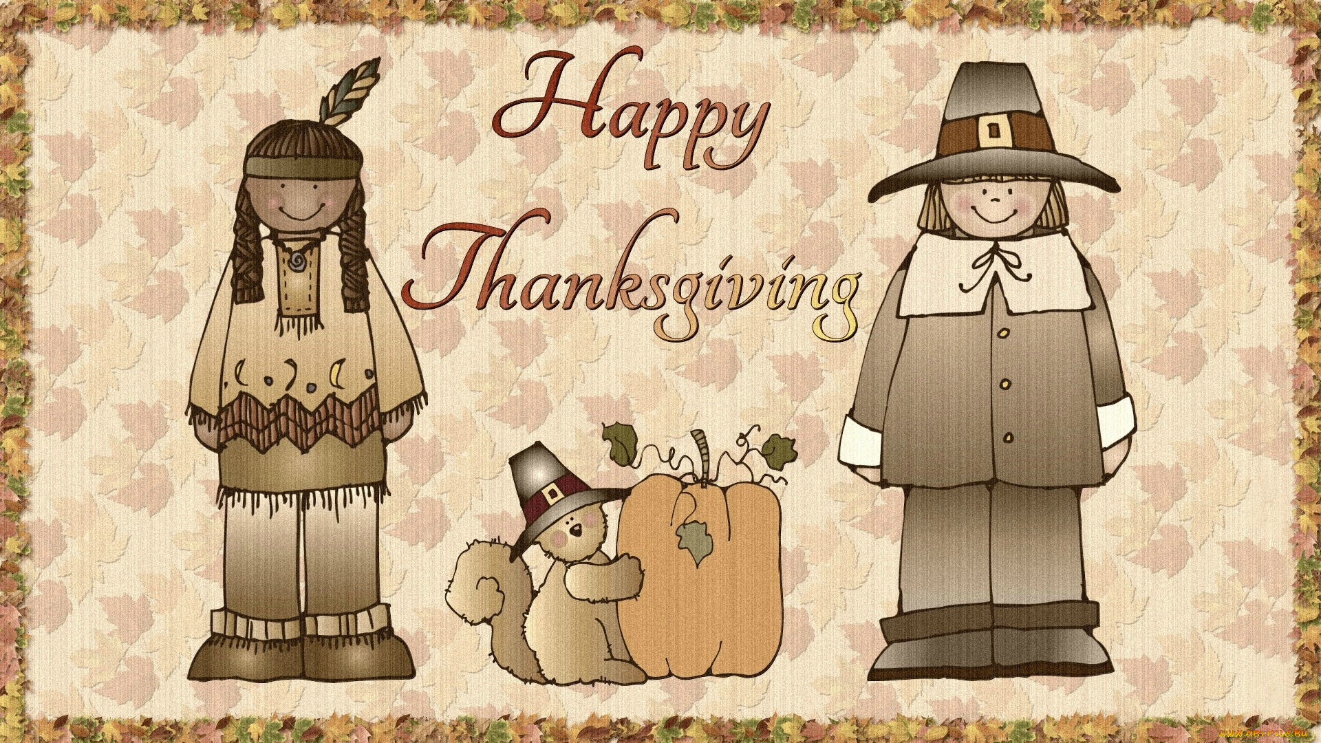 праздничные, день, благодарения, поселенец, тыква, шляпа, индеец, собака