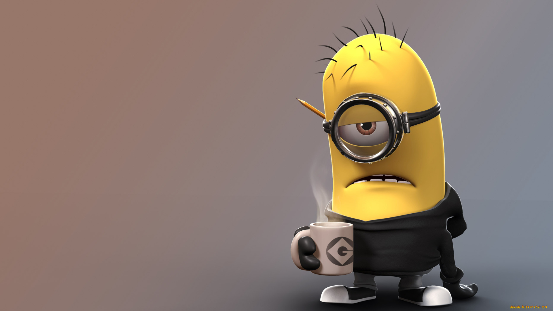 despicable, me, мультфильмы, чашка, карандаш, миньон