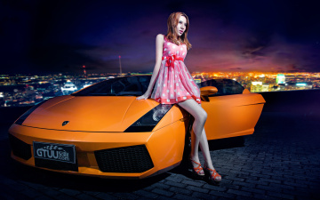 Картинка автомобили авто девушками автомобиль ночь азиатка девушка
