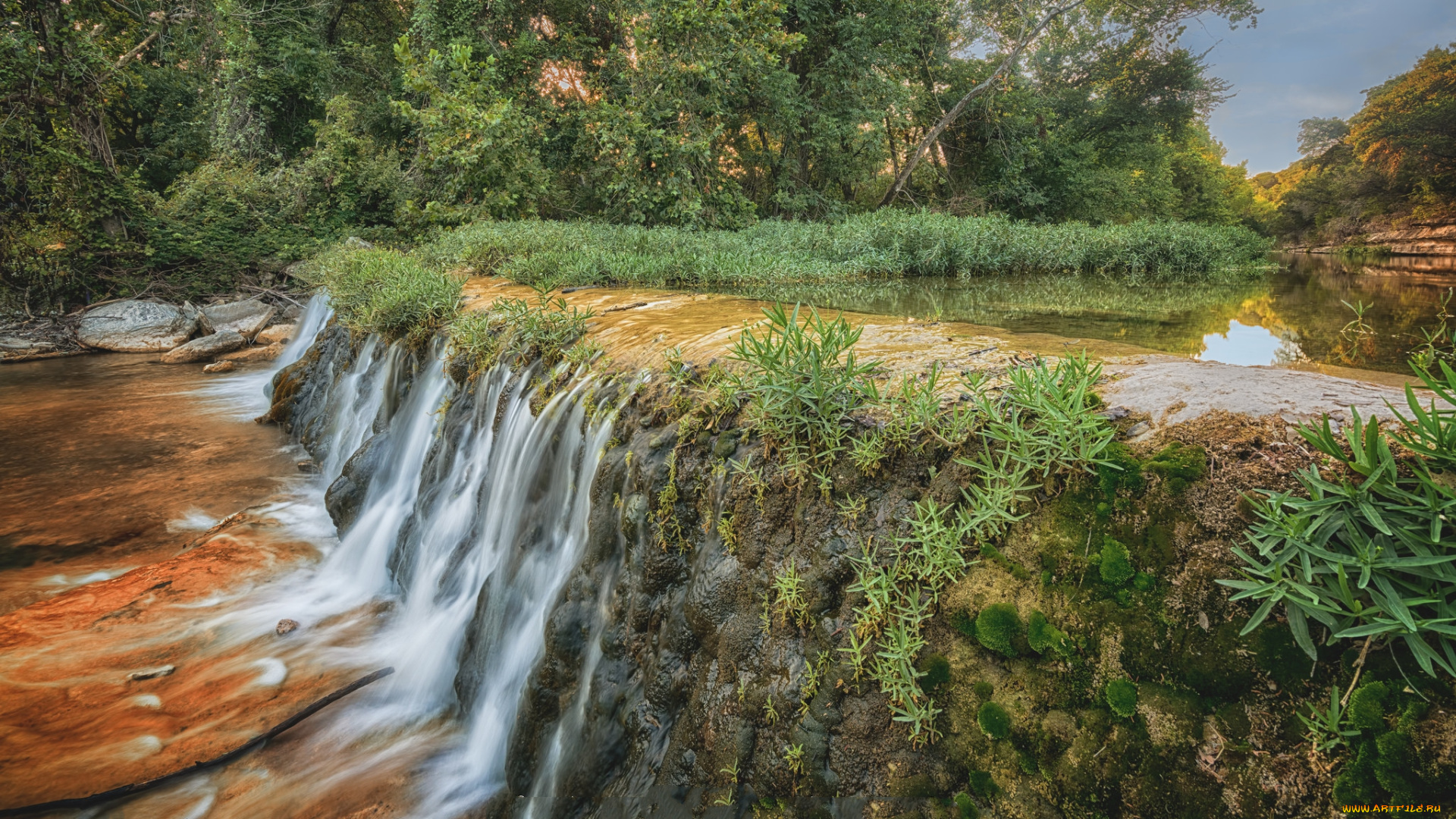 природа, водопады, водопад, река, лес