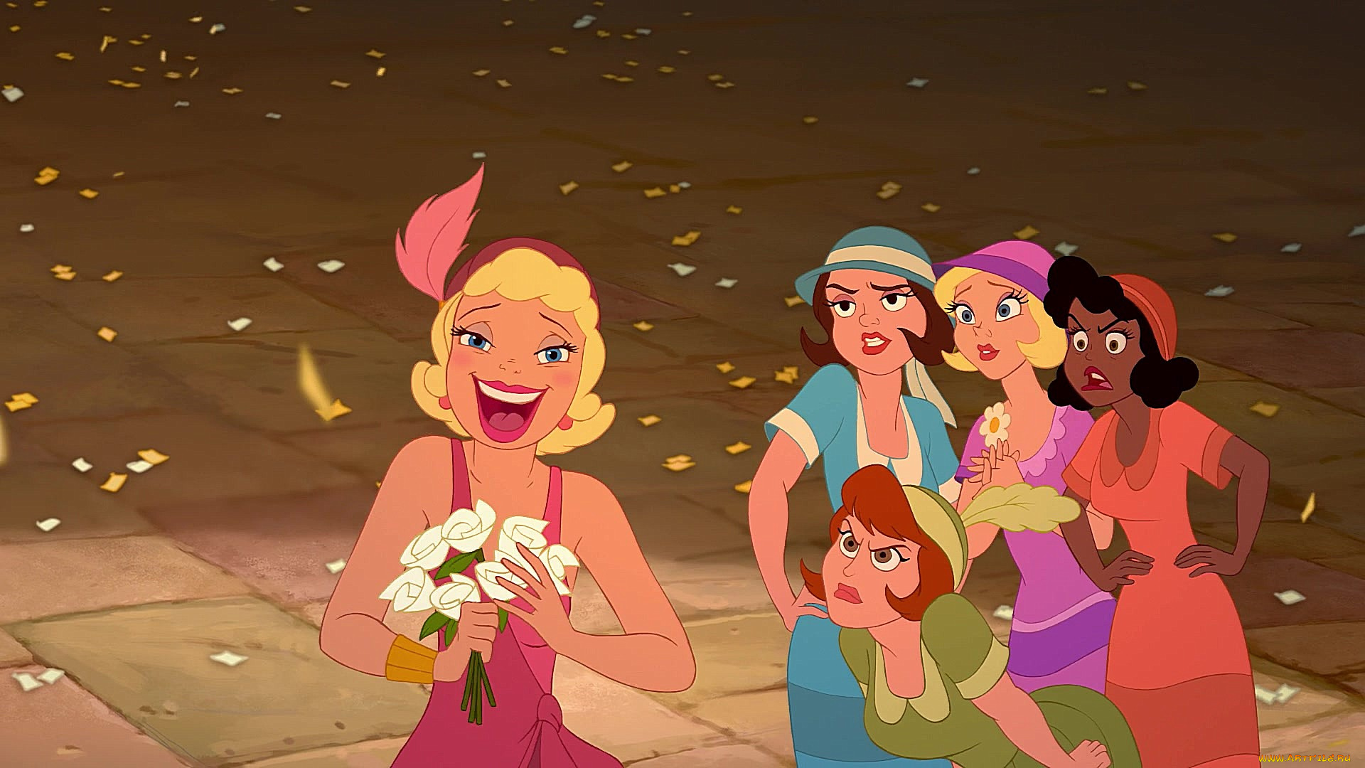 мультфильмы, the, princess, and, the, frog, цветы, улыбка, девушка, шляпка