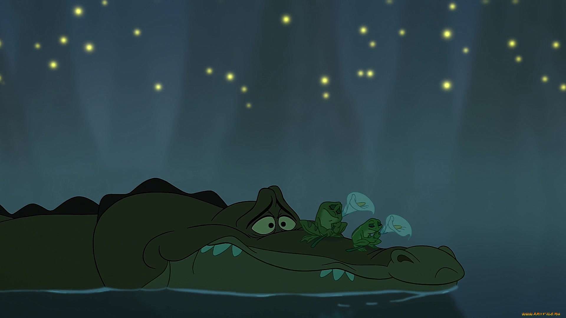 мультфильмы, the, princess, and, the, frog, лягушка, крокодил, огонек, водоем, цветы