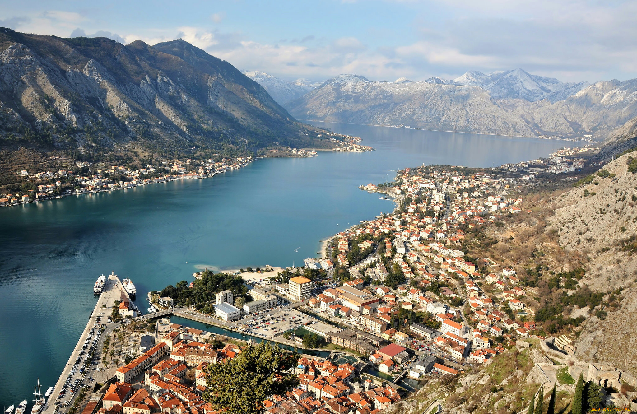 kotor, города, -, панорамы, простор