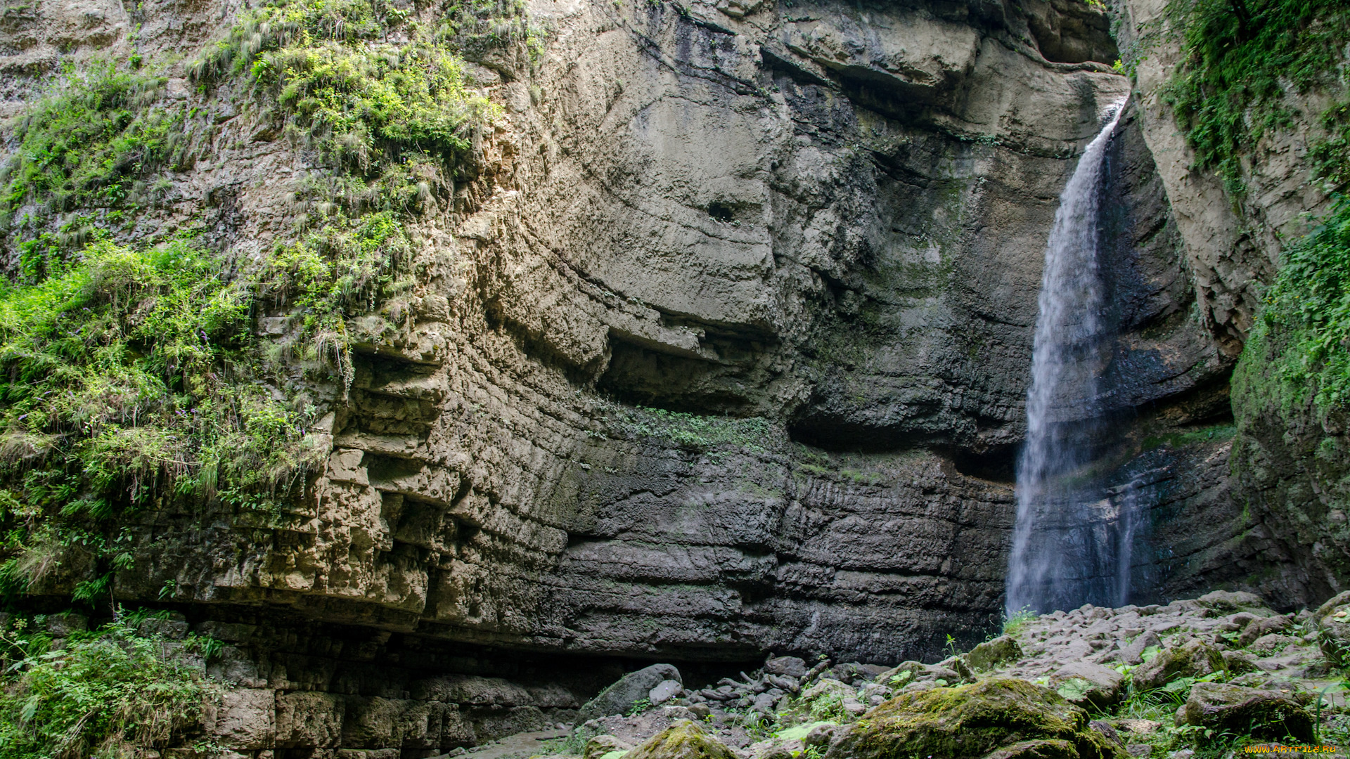 водопад, природа, водопады, скалы, россия, кавказ, чегемский