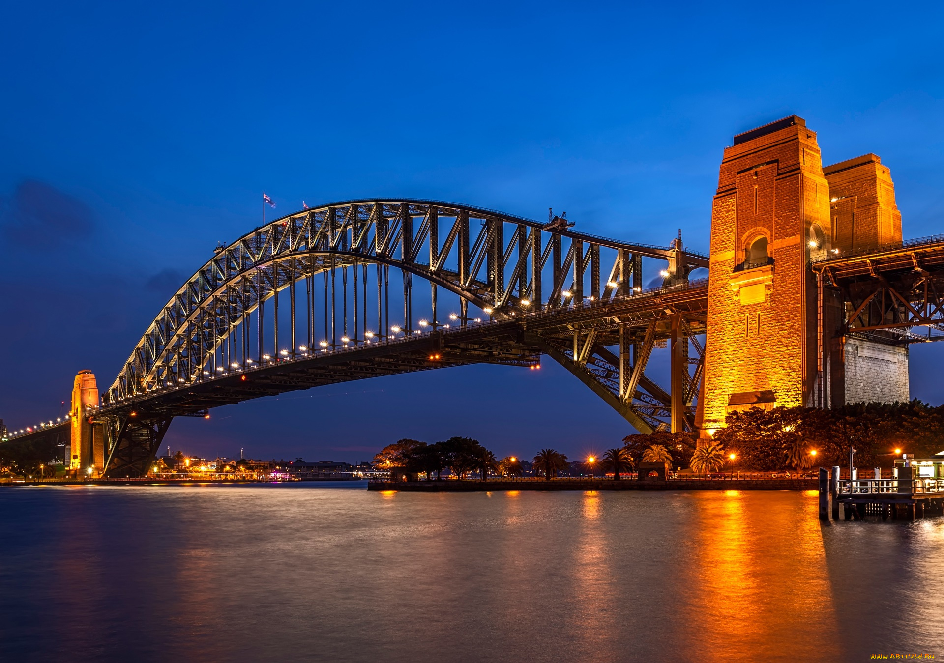 города, -, мосты, сооружения, мост, городской, вид, австралия